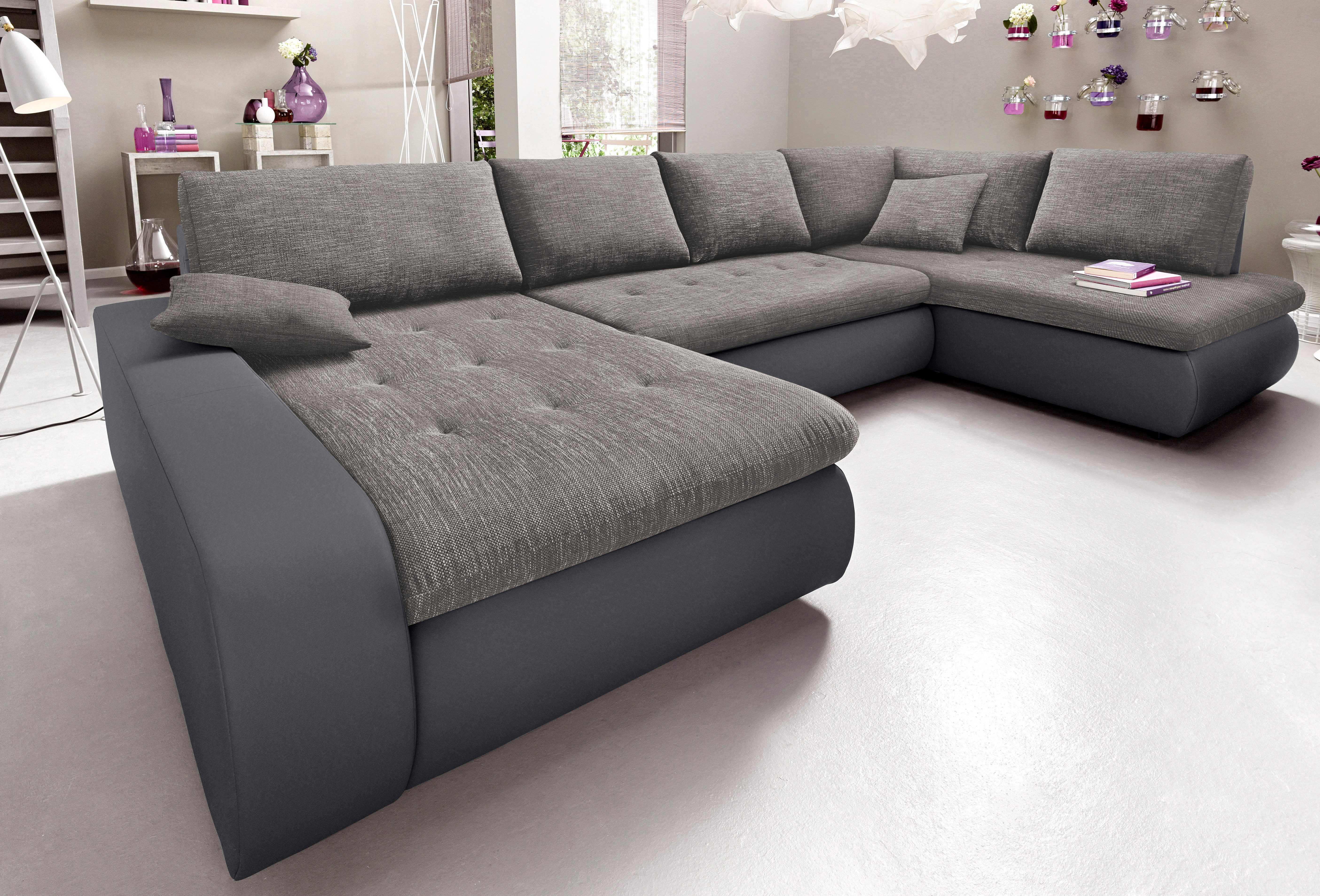 TRENDMANUFAKTUR Zithoek Indie, geweldig zitcomfort, uitgebreide detailafwerking, U-vorm wit, zithoeken, Récamier links, XXL-zonder slaapfunctie