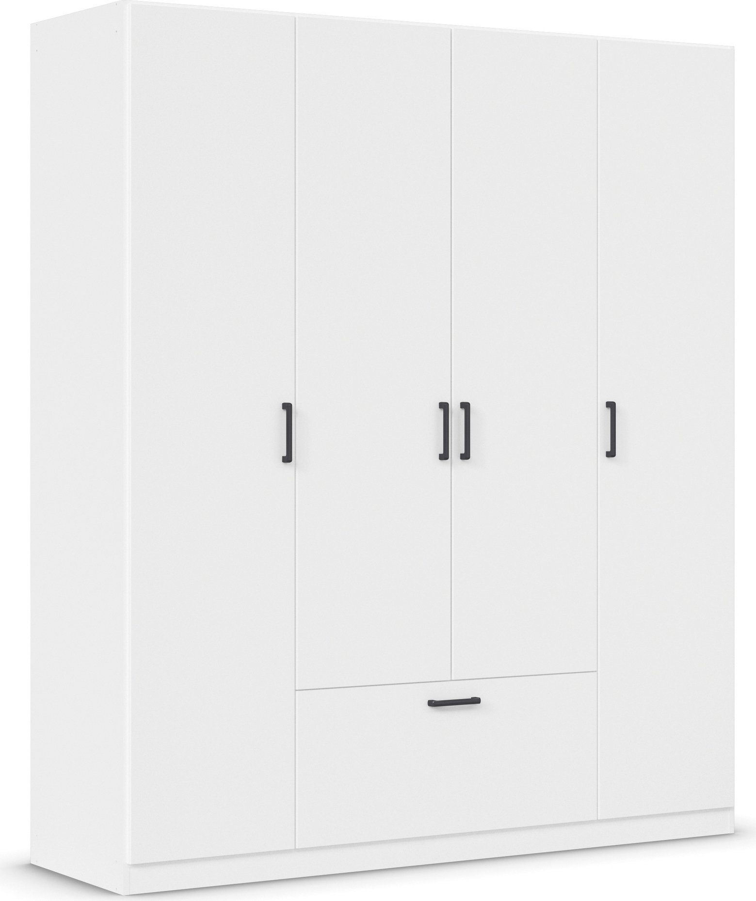 rauch Draaideurkast Kledingkast kast garderobe waskast BARI met lades in het midden, moderne greep in grijs metallic made in germany