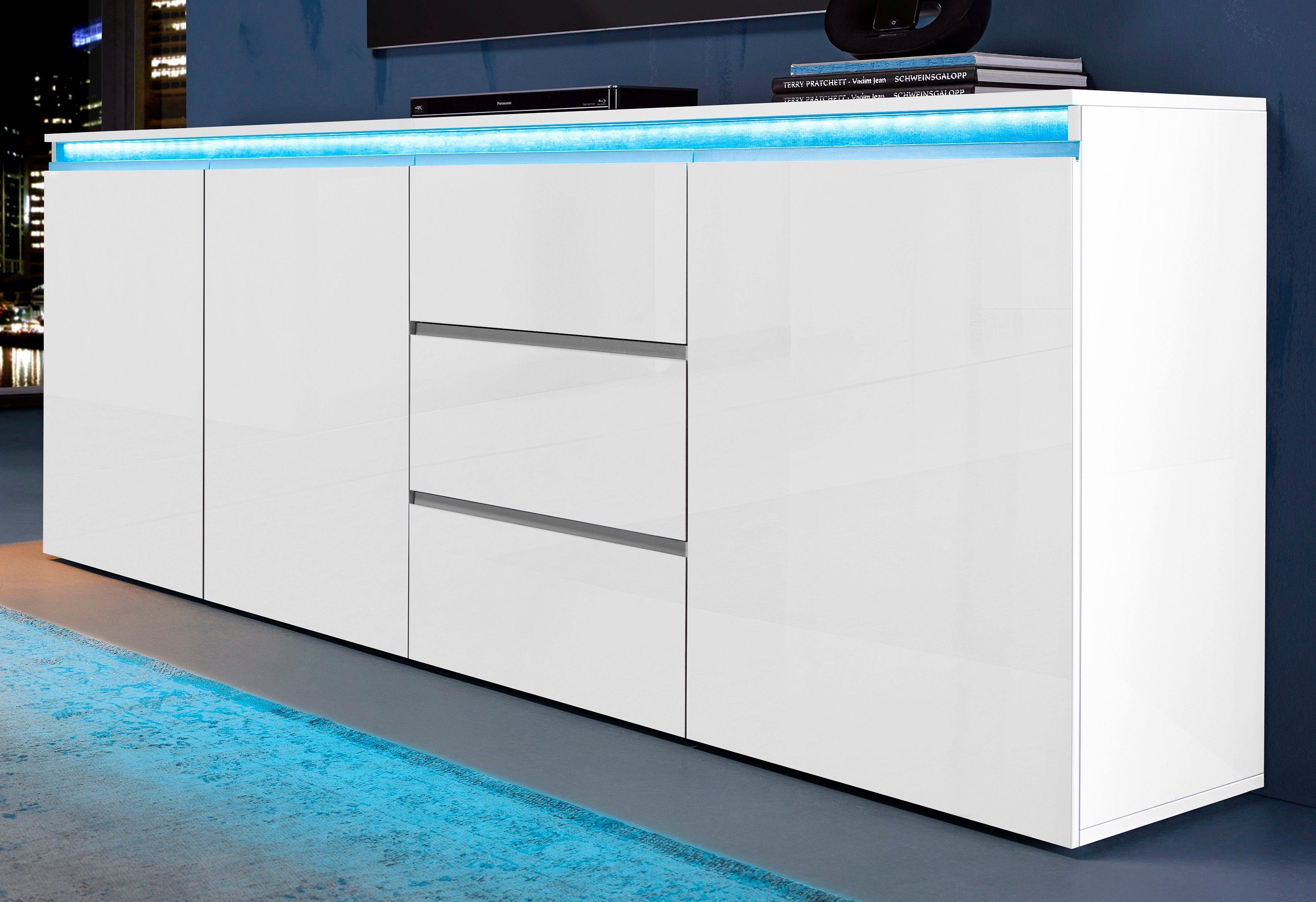 INOSIGN Dressoir Magic, commode, kast, dressoir met 3 deuren en 3 lades hoogglans gelakt (b/d/h) 200x40x80 cm