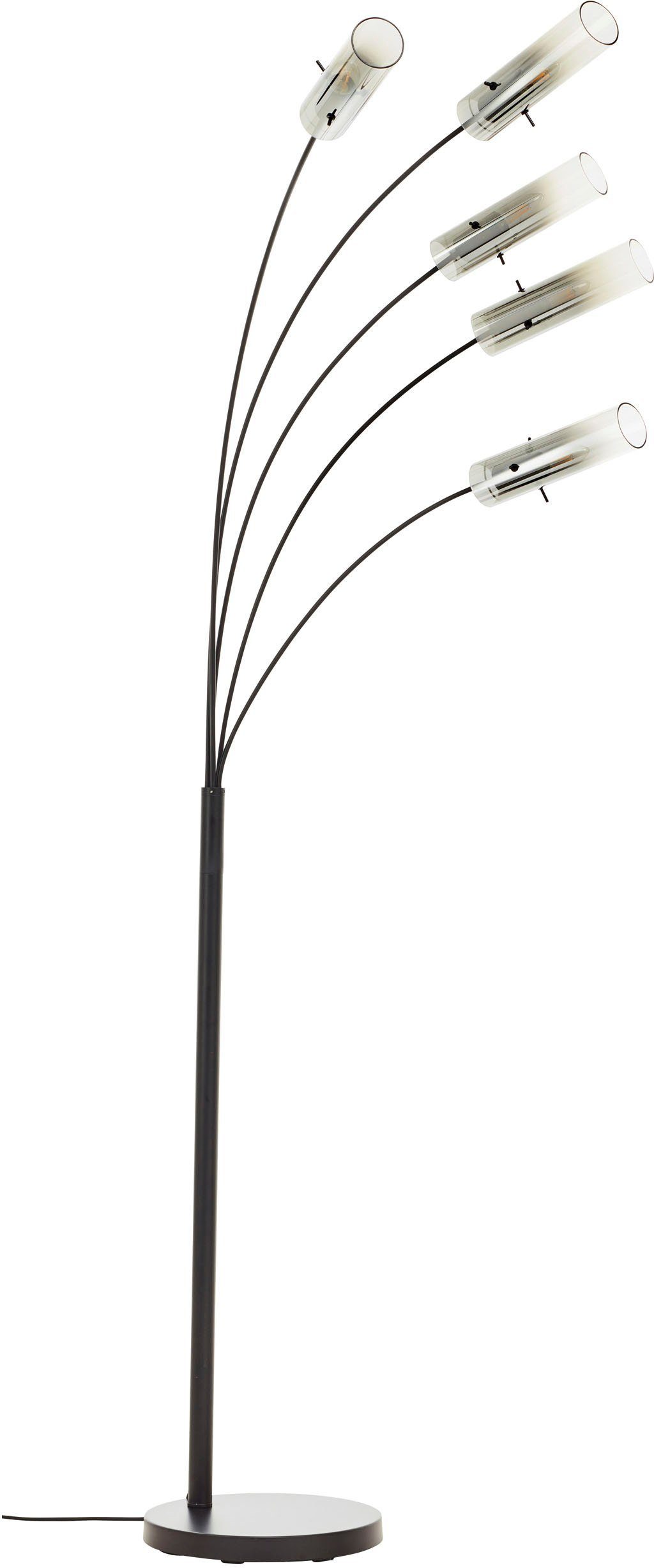 Brilliant Leuchten Staande lamp Glasini 200 x 30 x 73 cm, 5 x e14, metaal/rookglas, mat zwart (1 stuk)