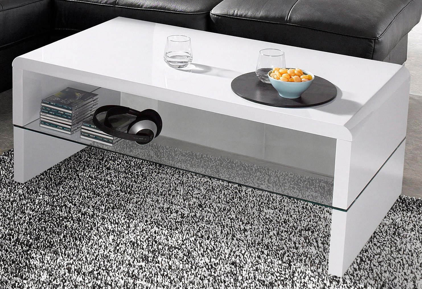 Paroli Salontafel met helder glazen legbord
