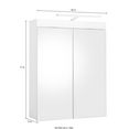 trendteam spiegelkast amanda breedte 60 cm, naar keuze met ledverlichting, badkamerkast met 2 spiegeldeuren wit