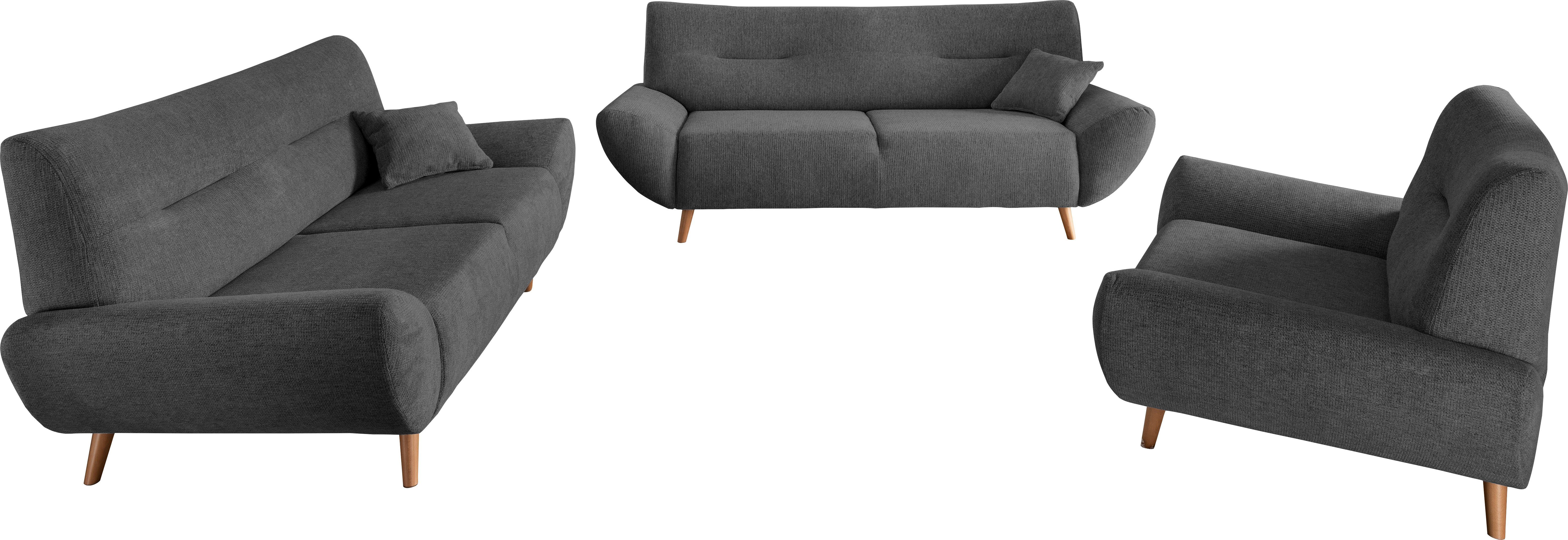 INOSIGN 3-zitsbank Drago, elegant en tijdloos, comfortabel, met houten voet