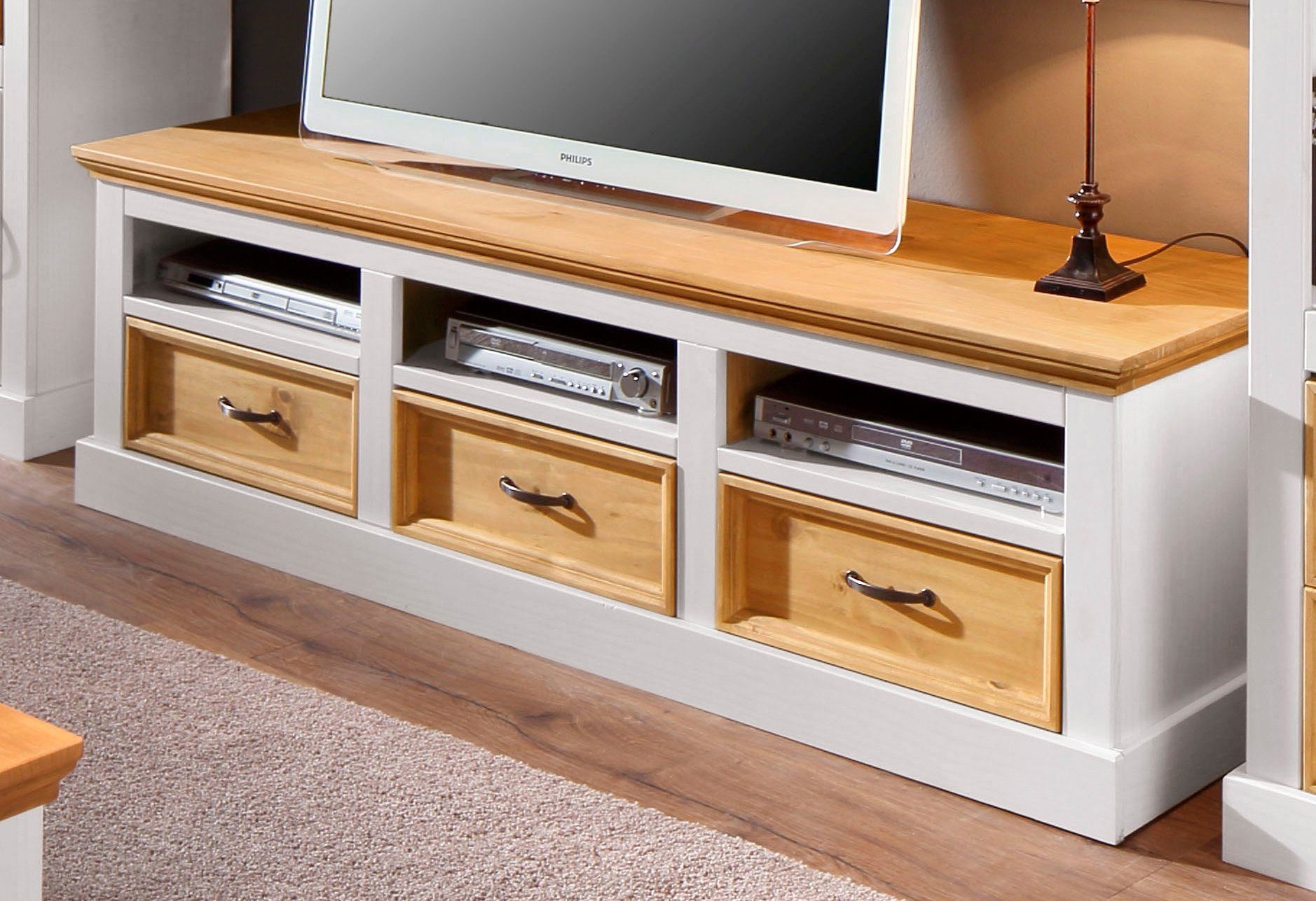 Home affaire Tv-meubel Selma TV-commode, breedte 170 cm, 3 lades lowboards maat 170x50x50 cm wit