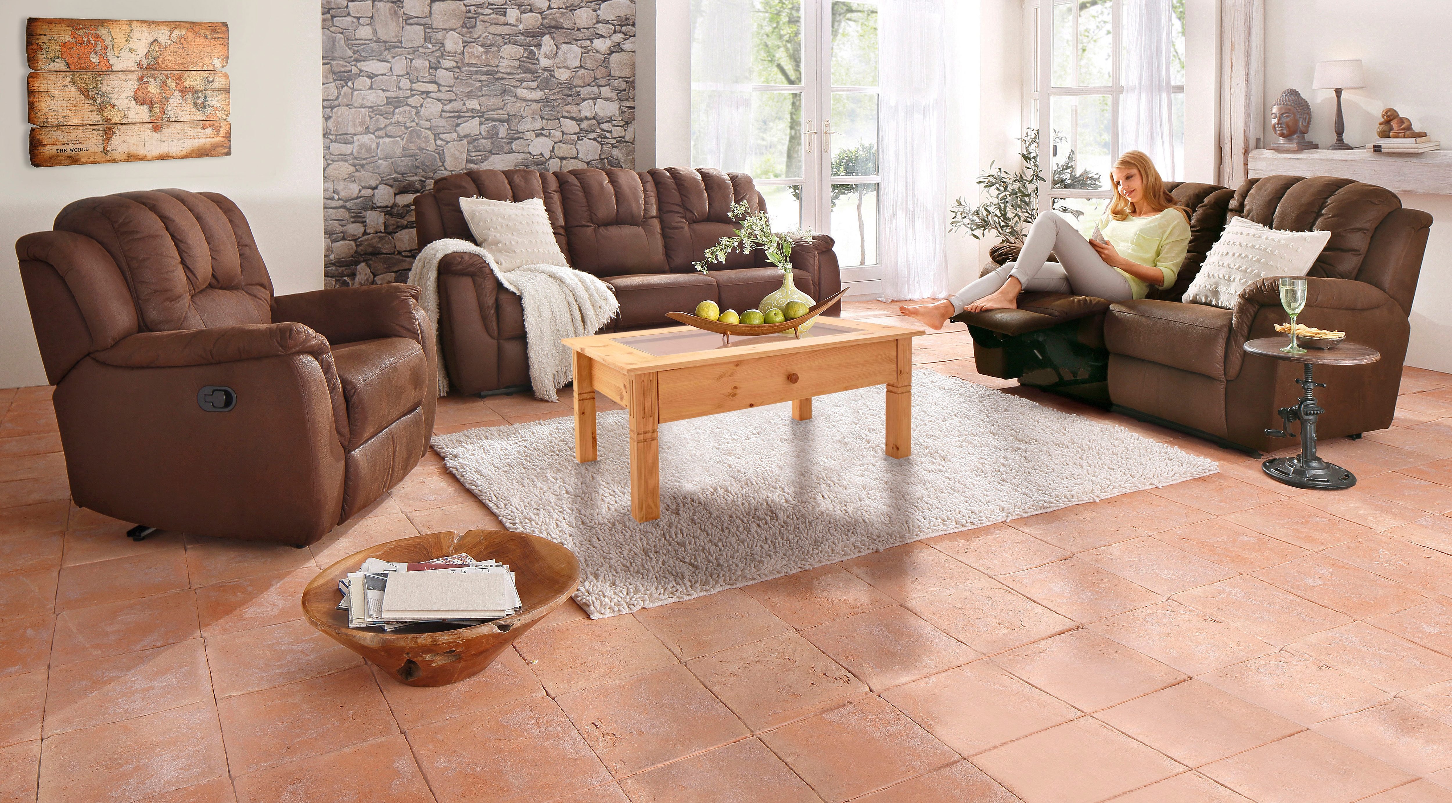 Home affaire XXL-fauteuil Markus met royale relaxfunctie, met binnenvering, hoge belastbaarheid (set)