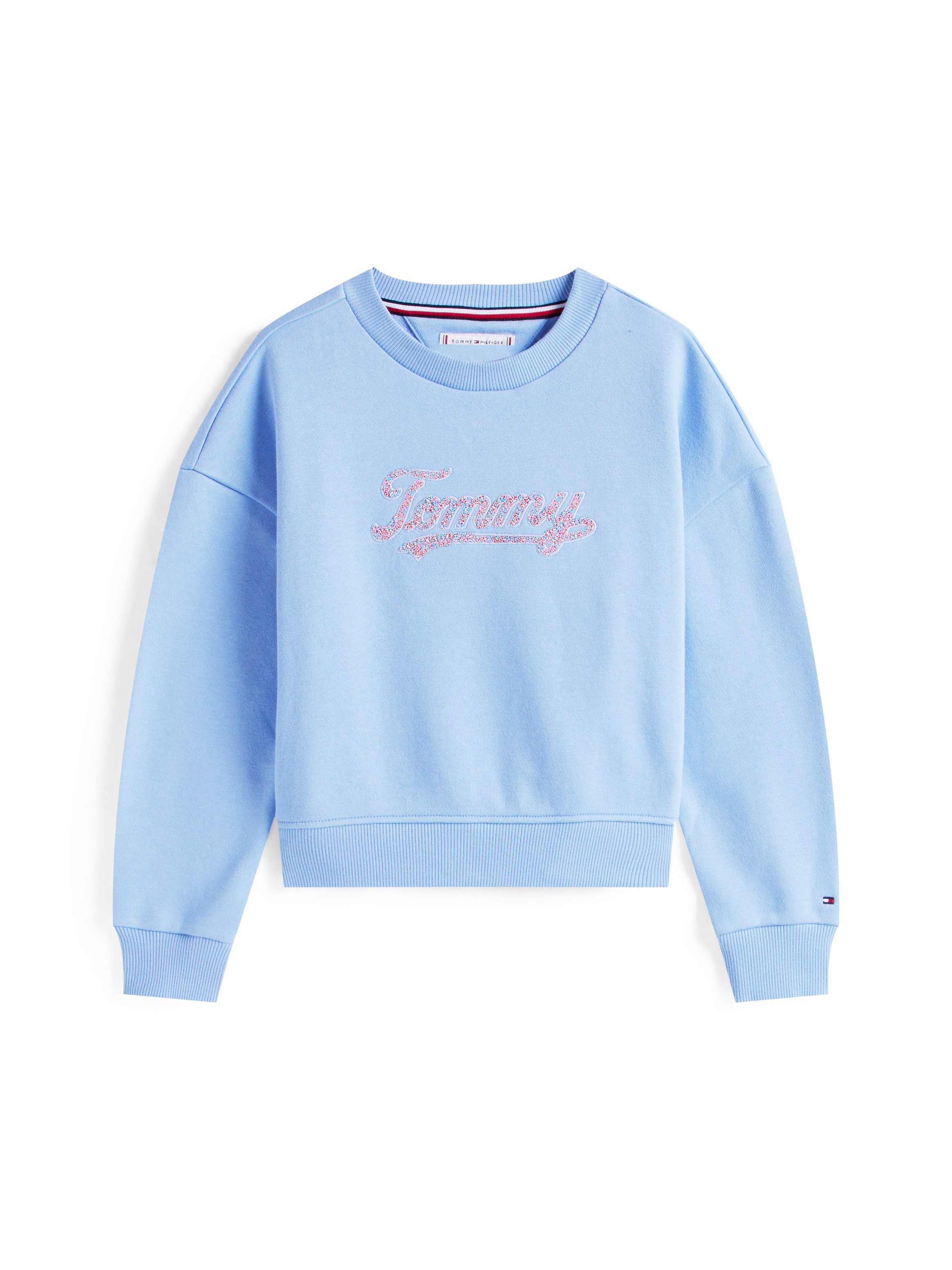 Tommy Hilfiger Sweatshirt TOMMY SCRIPT SEQUIN SWEATSHIRT voor kinderen tot 16 jaar, logo-opschrift met kleurrijke pailletten