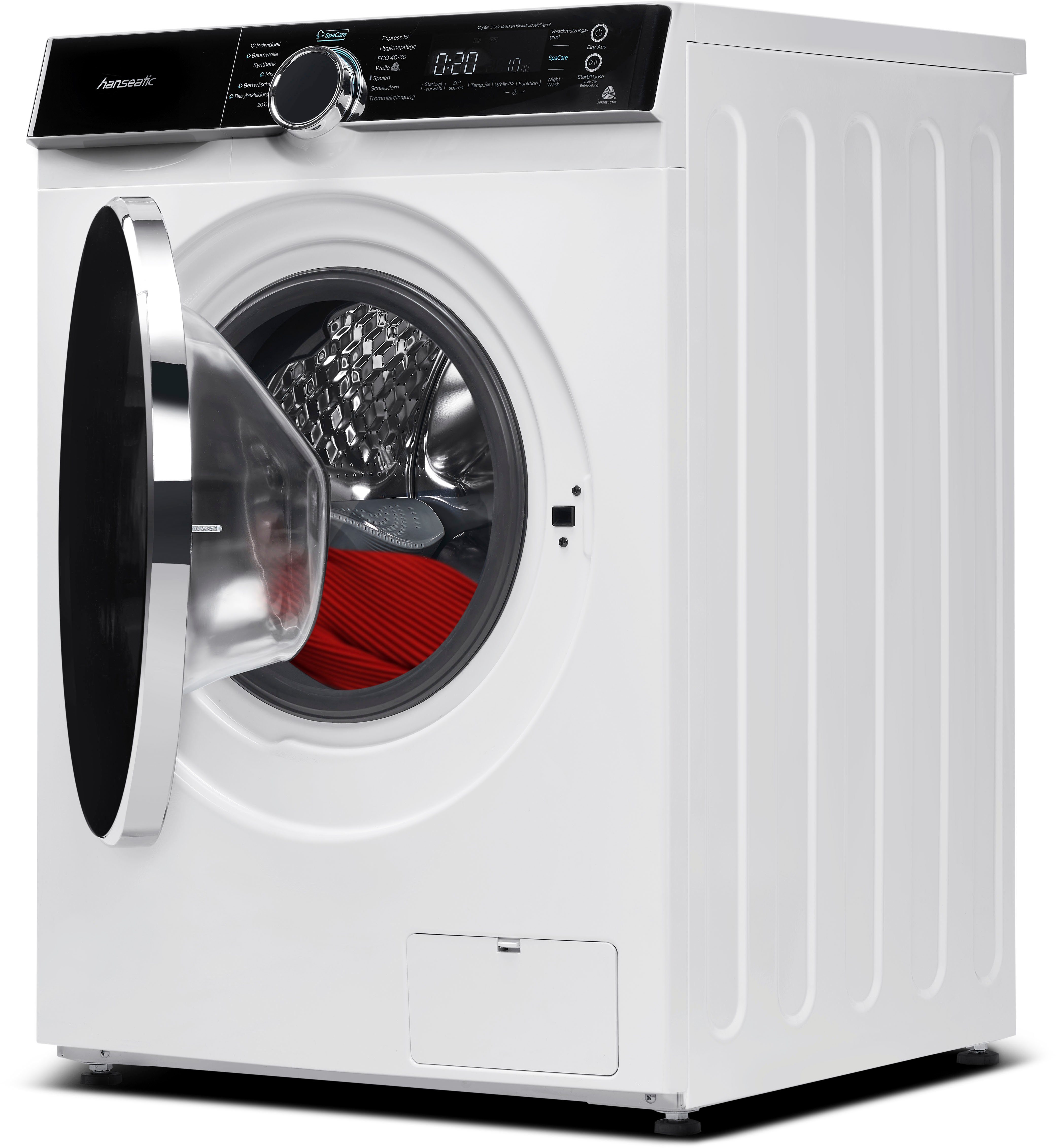 Hanseatic Wasmachine HWMK814A, Automatische dosering, nachtwasprogramma, overloopbeveiliging, stoomoptie