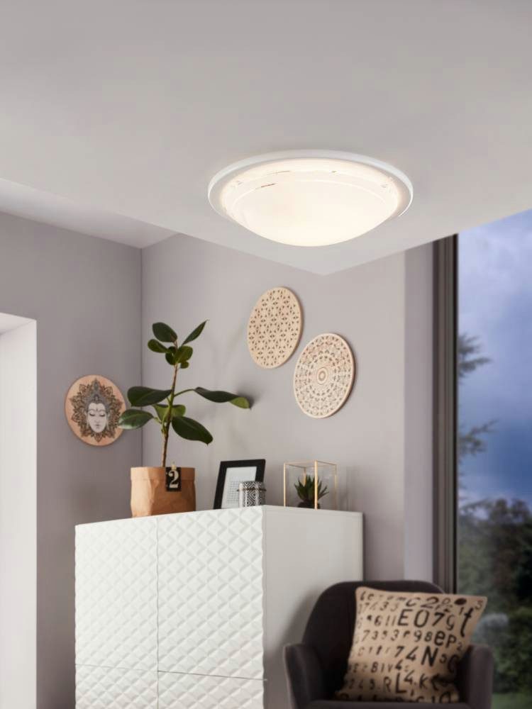 EGLO Plafondlamp PLANET 1 plafondlamp, wit, staal, glas, keukenlamp, E27 (1 stuk)