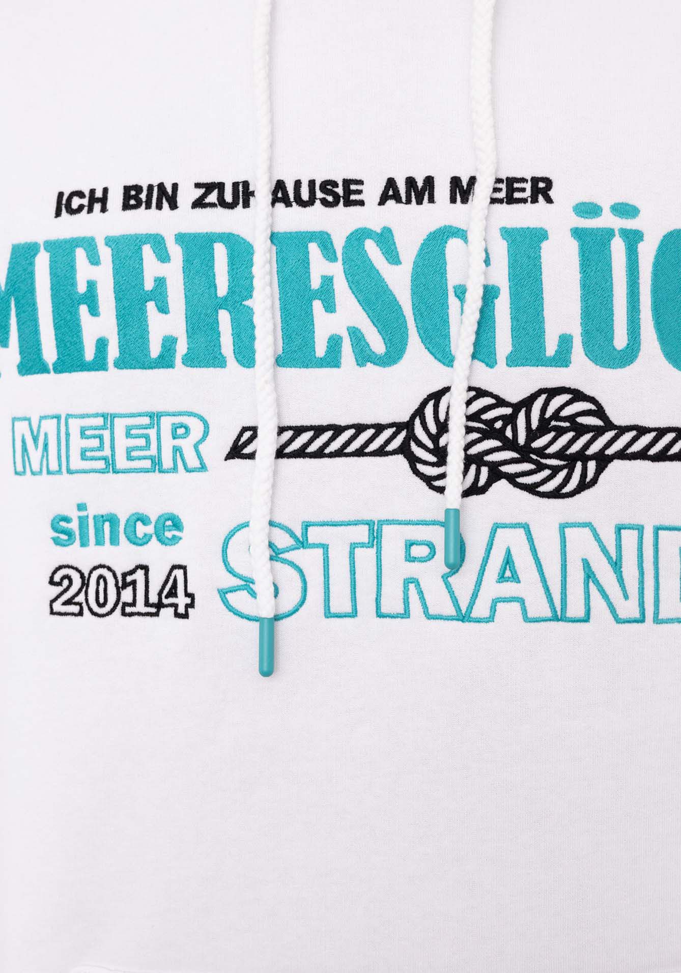 Zwillingsherz Hoodie Zee geluk met geborduurd detail op de mouw en capuchon