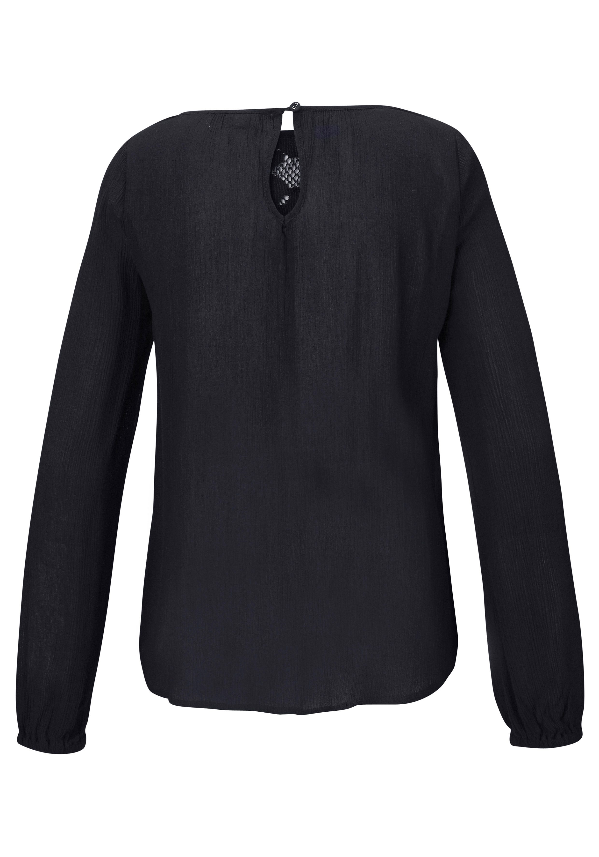 buffalo kanten blouse gemaakt van geweven viscose, zomers, boho-stijl zwart
