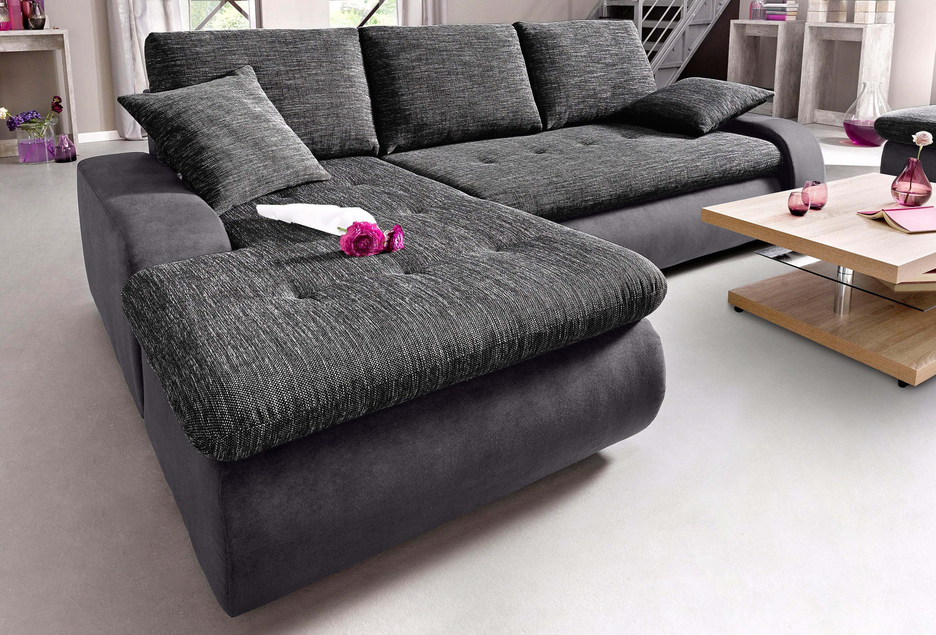 TRENDMANUFAKTUR Hoekbank Indie, modern und bequem, Materialmix, OTTOs Choice, L-Form naar keuze xl of xxl