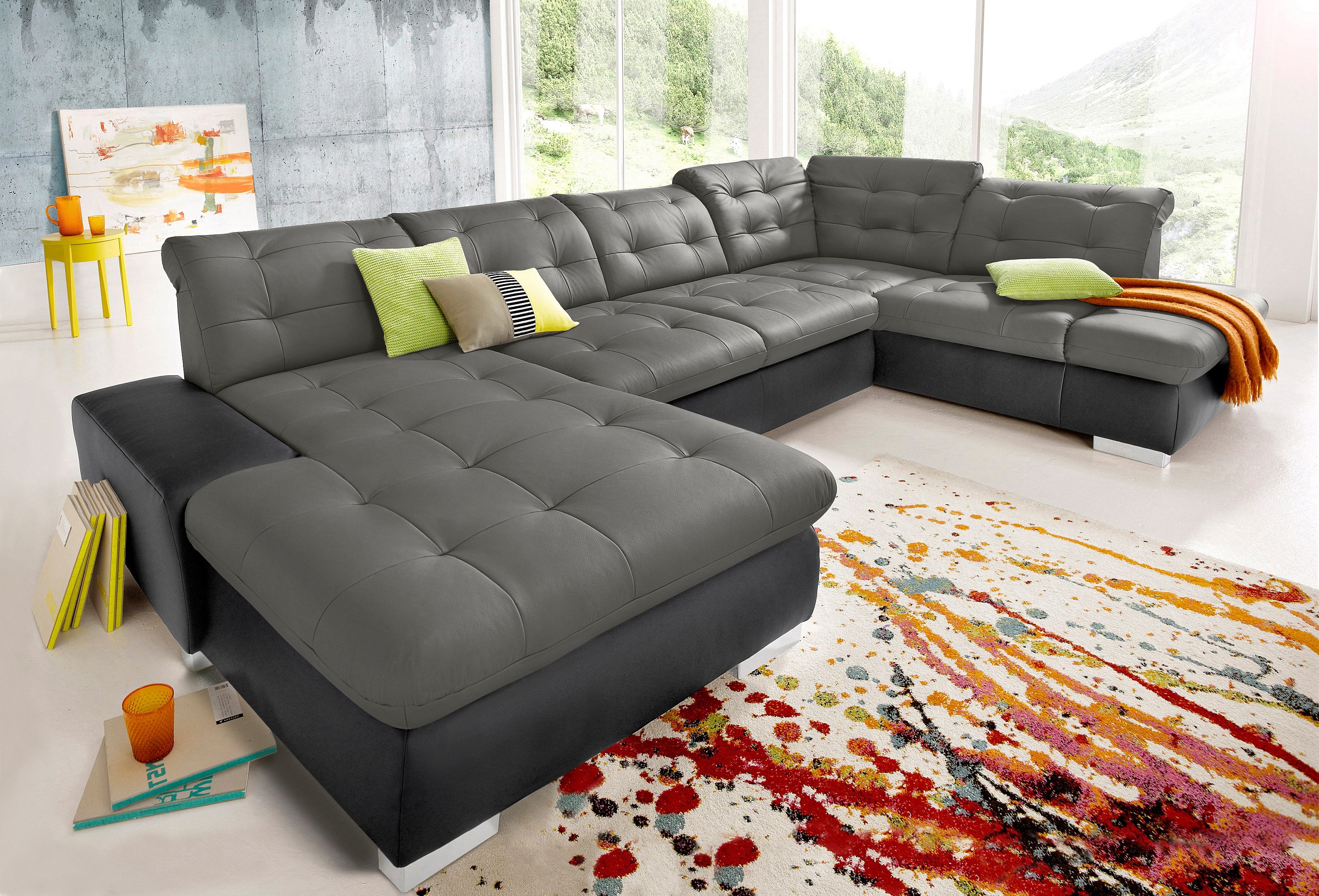 sit&more Zithoek Palomino U-vorm optioneel in xl of xxl zwart, zithoeken, 134 cm x 275 cm, Récamier links