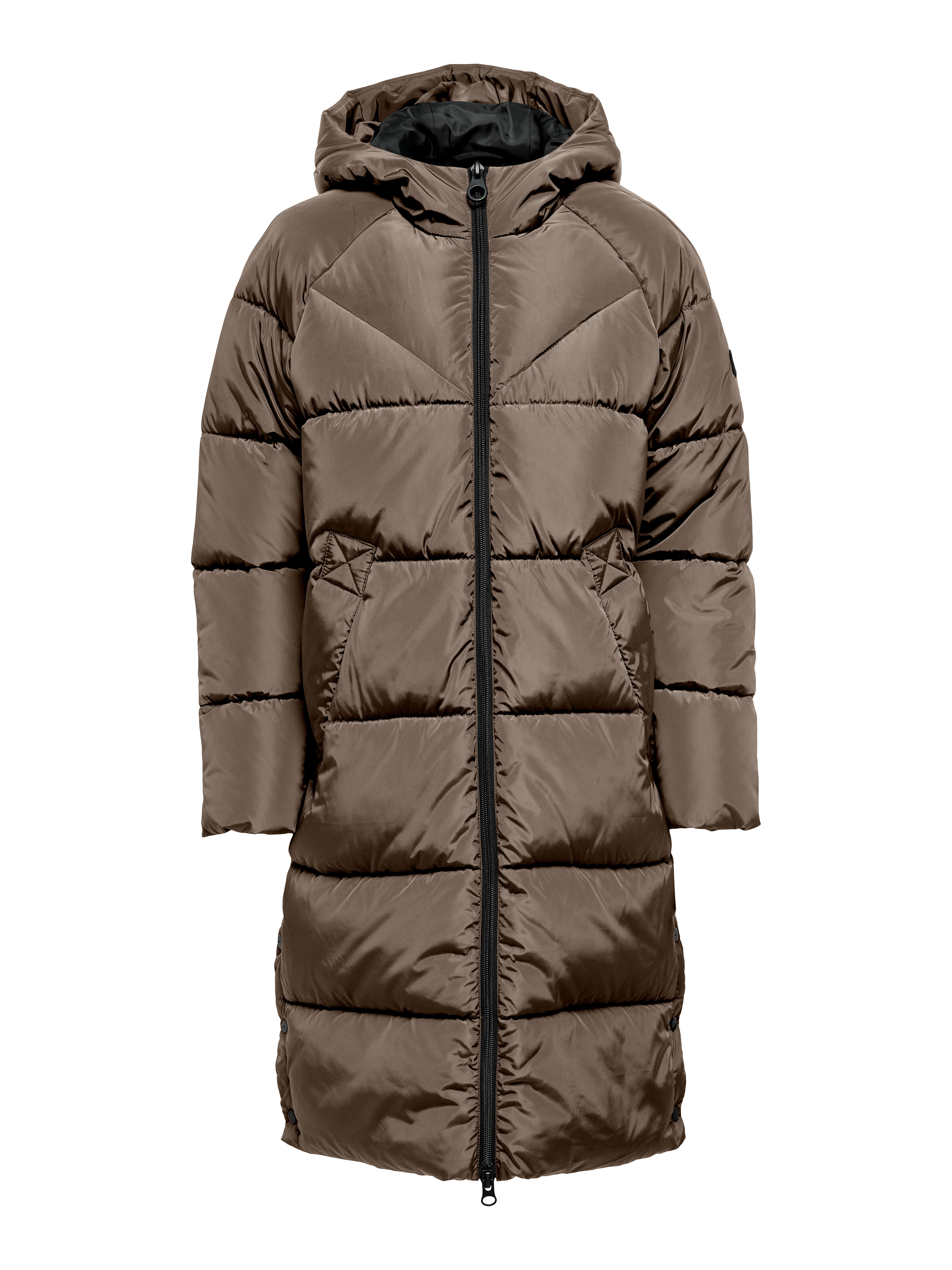 Only Gewatteerde jas ONLAMAND LONG PUFFER COAT CS OTW met capuchon en praktische 2-weg rits