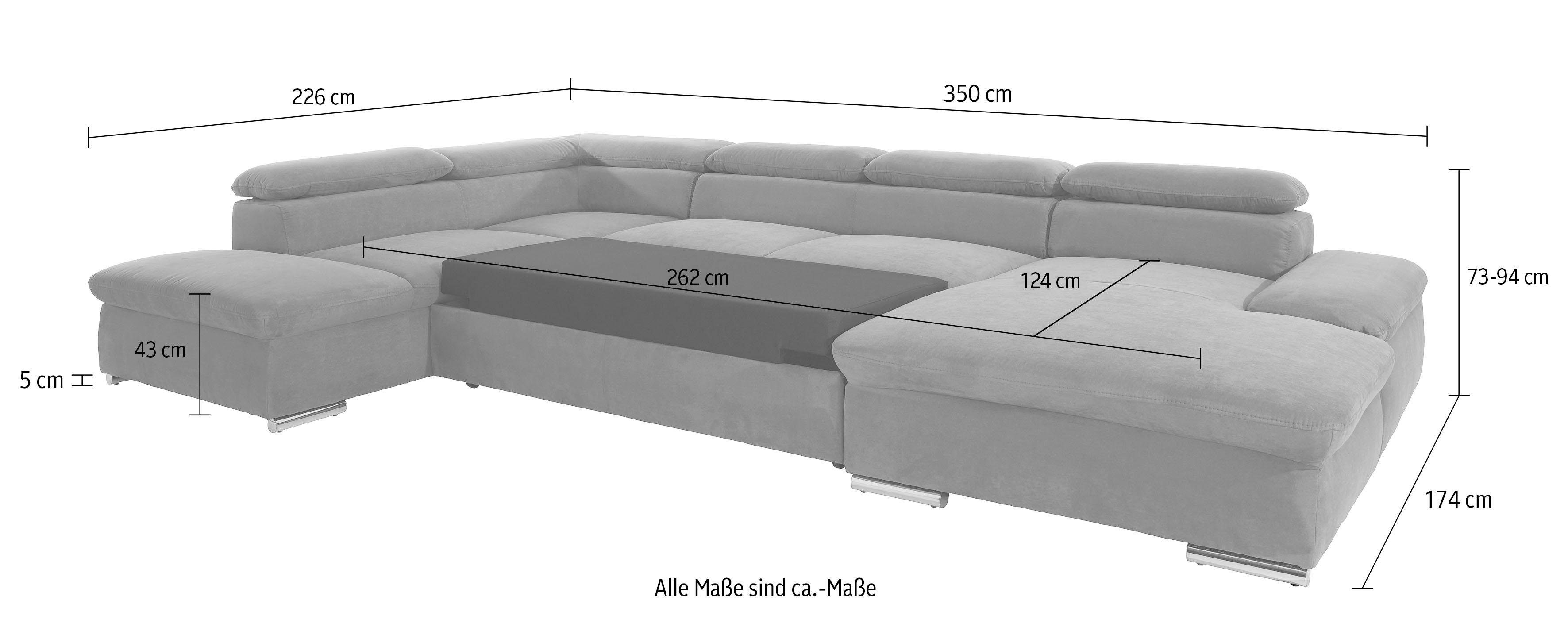 sit&more Zithoek Alcatraz U-vorm optioneel met slaapfunctie