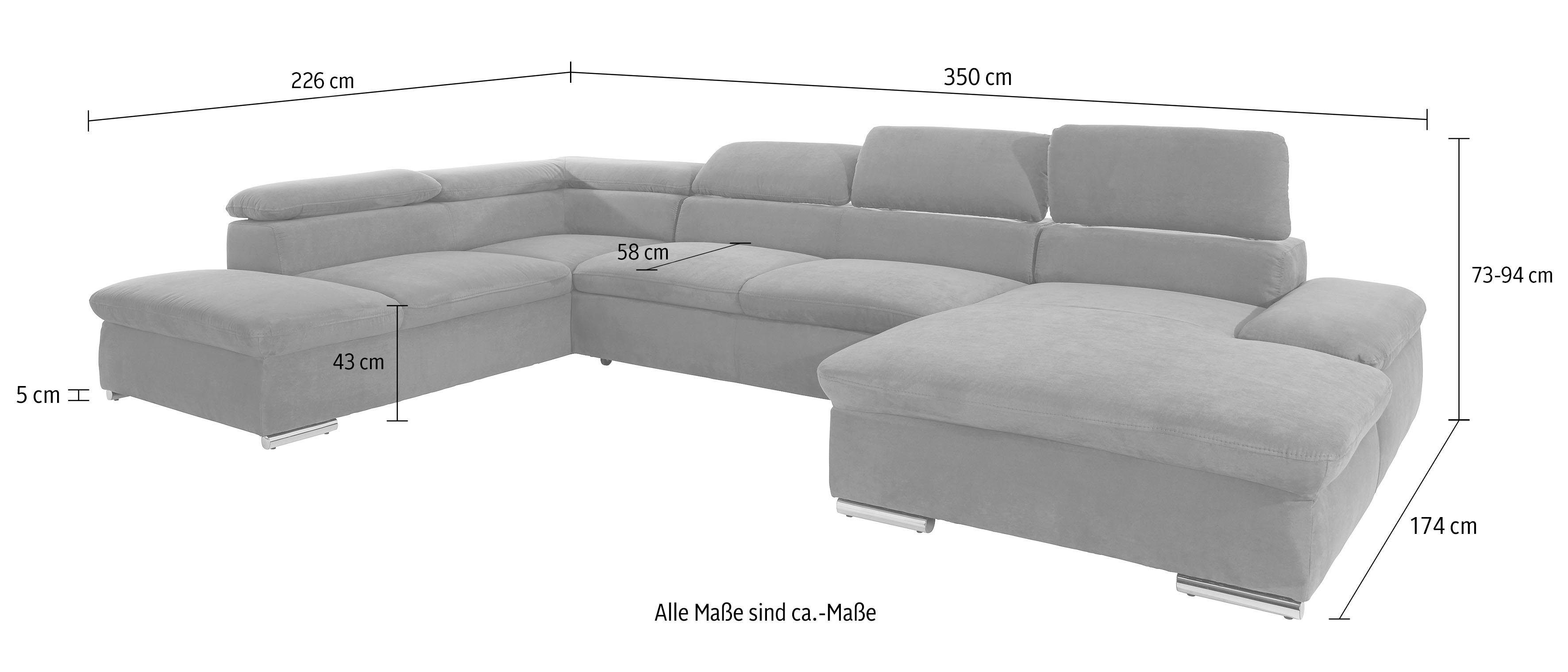 sit&more Zithoek Alcatraz U-vorm optioneel met slaapfunctie