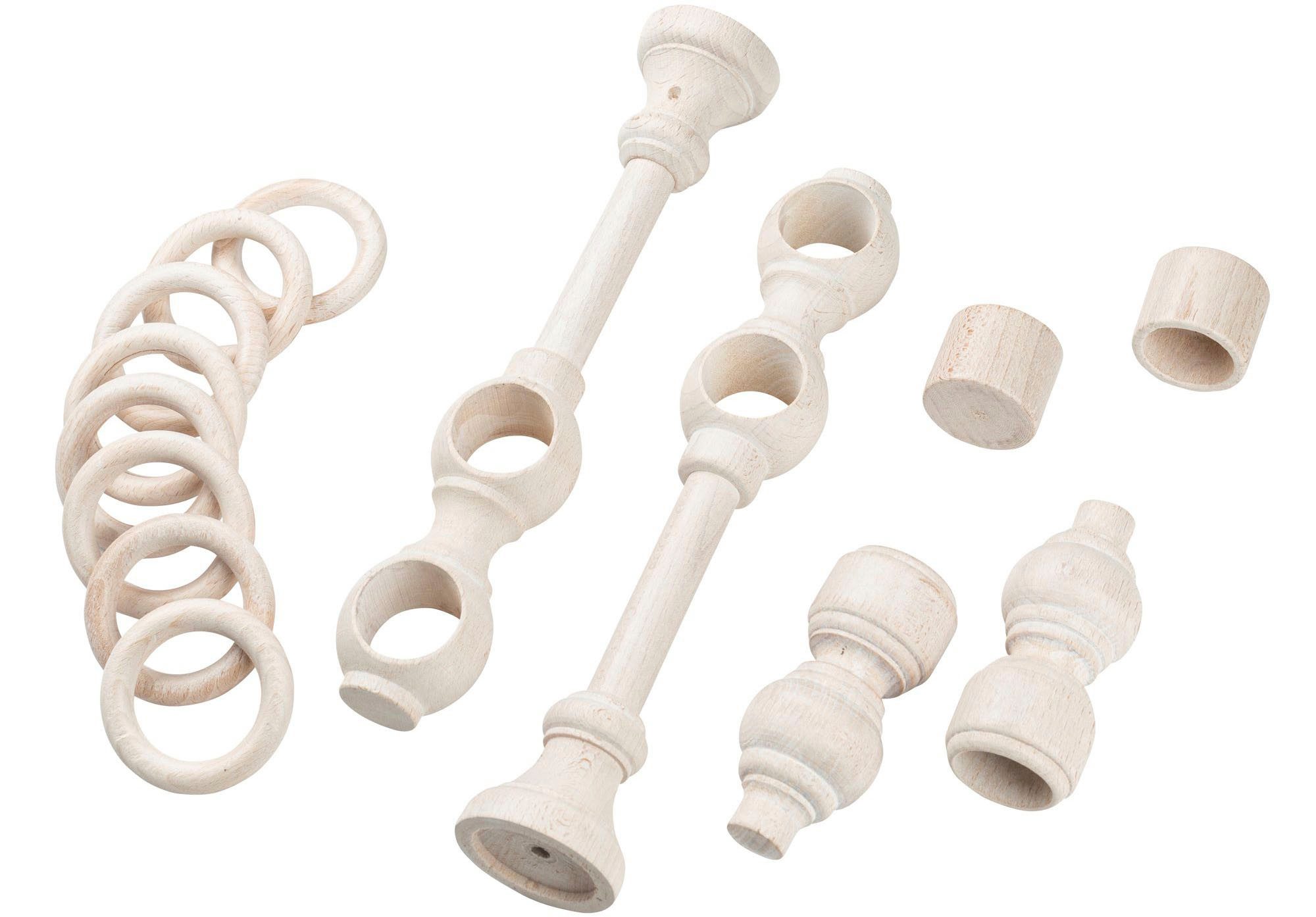 SN DECO GROUP Gordijnroede Filigrano 28 mm, hout, verschillende lengtes en kleuren, compleet set