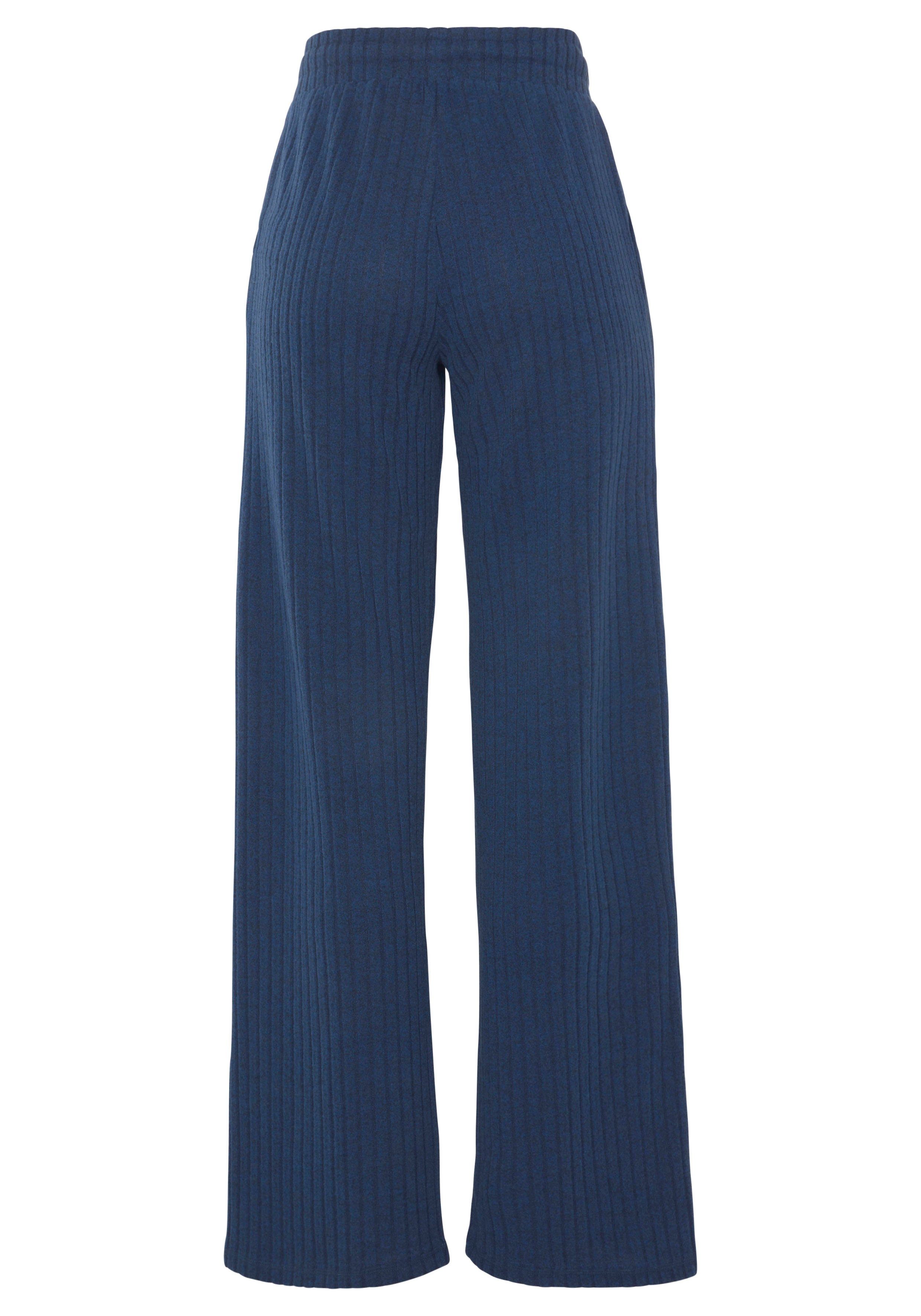 Lascana Homewearbroek -Loungebroek -lounge-/brei broek met wijde pijpen en zijzakken, loungewear (1-delig)