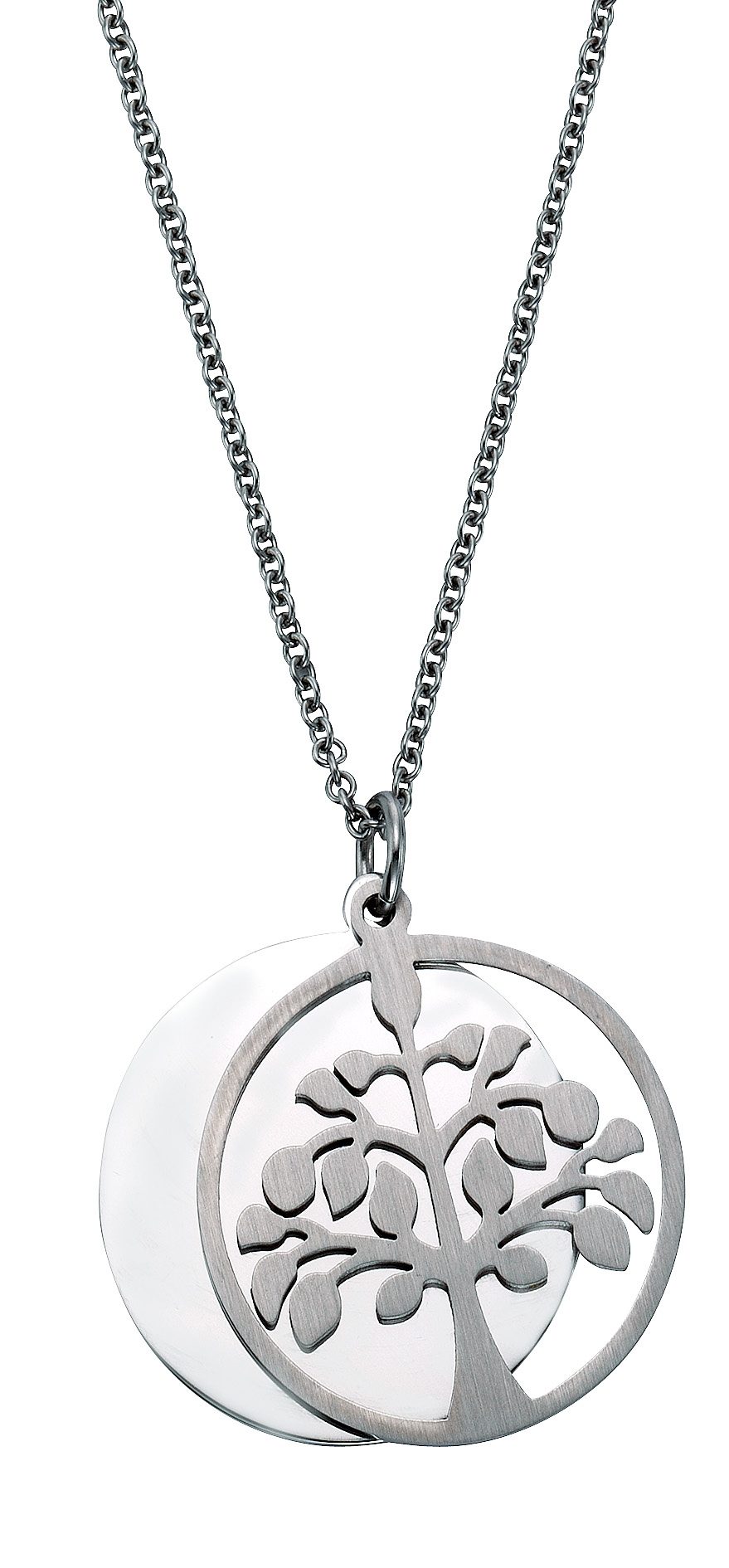 Firetti Ketting met hanger Sieraad cadeau halsketting levensboom, platte panzerketting unisex kettingen zilver