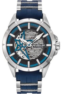 seven-24 automatisch horloge seven-24 star denim rubber, sv1259js-03 blauw