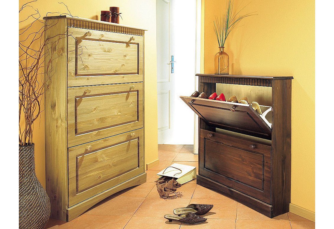 Home affaire Schoenenkast Rustiek met knoppen van massief grenen, fsc®-gecertificeerd, cassette-look
