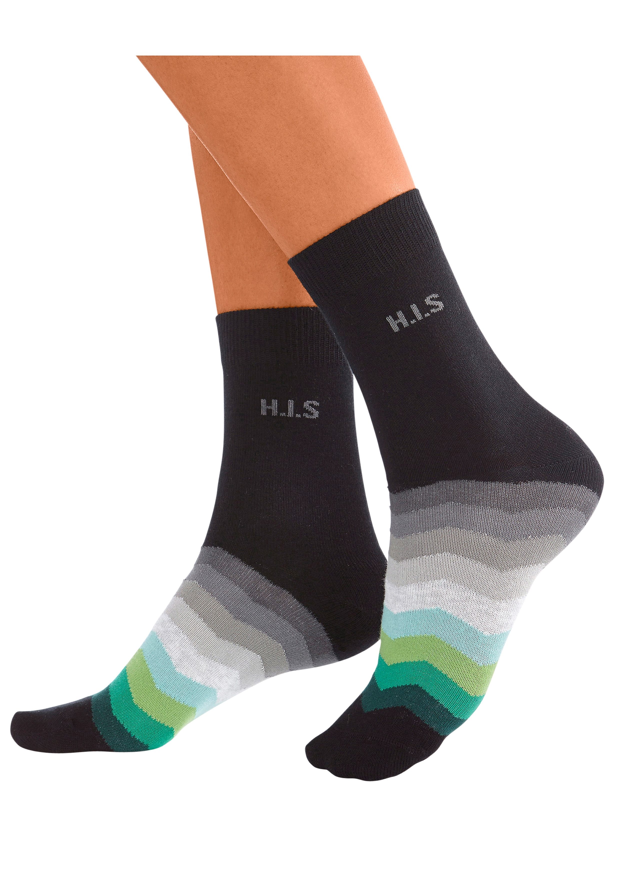 H.I.S Basic sokken met zwarte schacht (set, 7 paar)