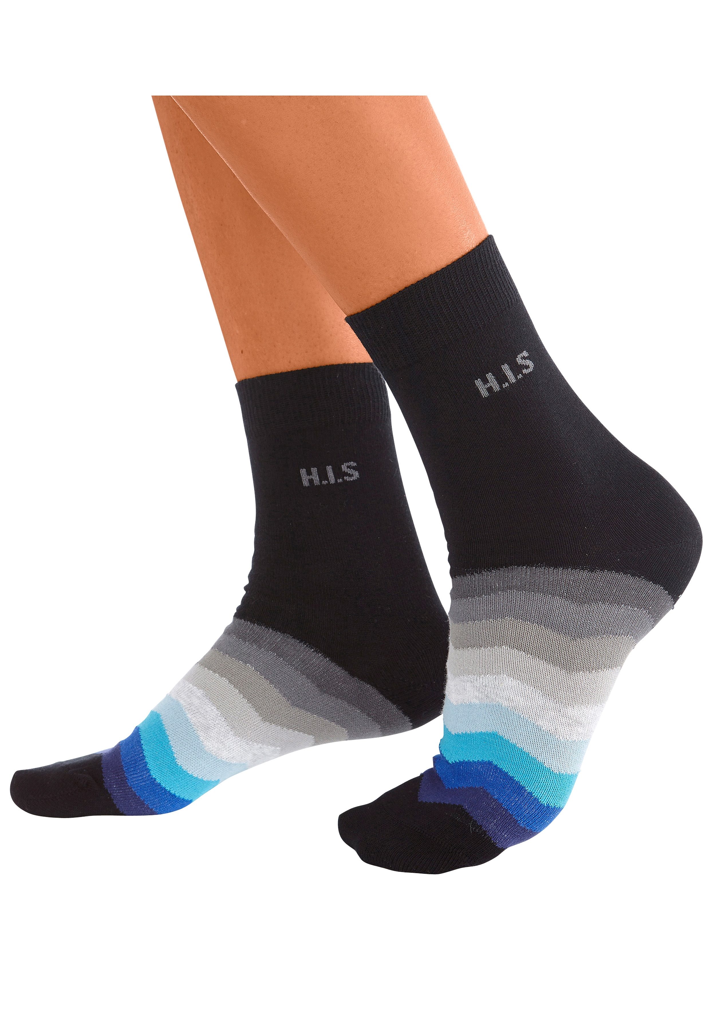 H.I.S Basic sokken met zwarte schacht (set, 7 paar)