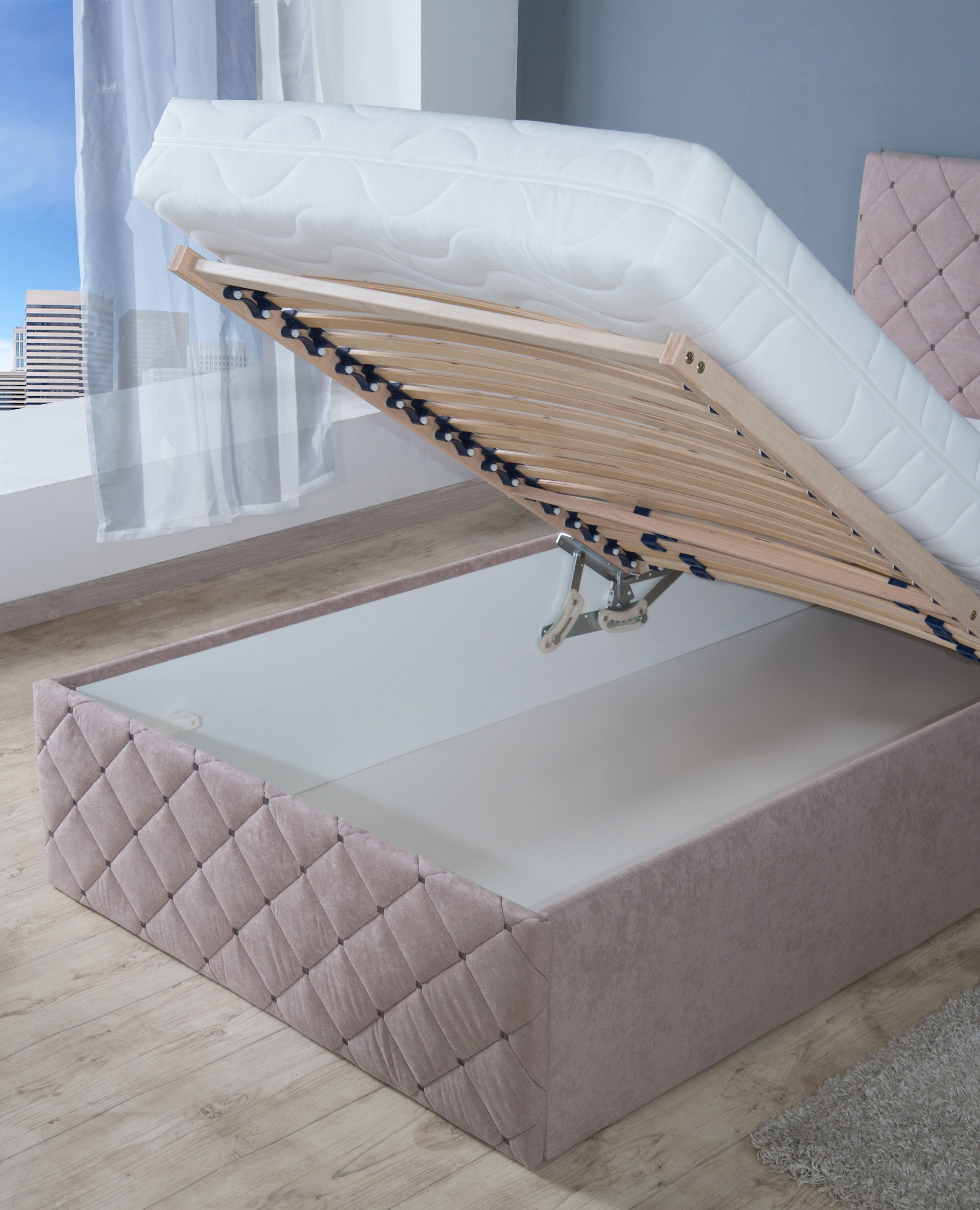 Westfalia Polsterbetten Gestoffeerd bed met bedkist bij uitvoering met matras