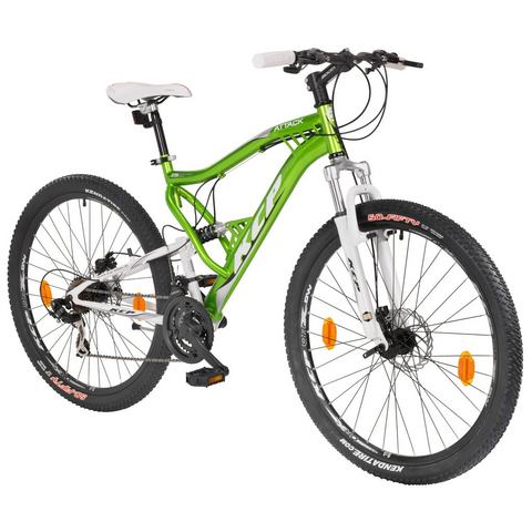 Kcp KCP Mountainbike ATTACK groen, 70 cm (27,5 inch), 27,5 inch, 21 versnellingen, schijfremmen