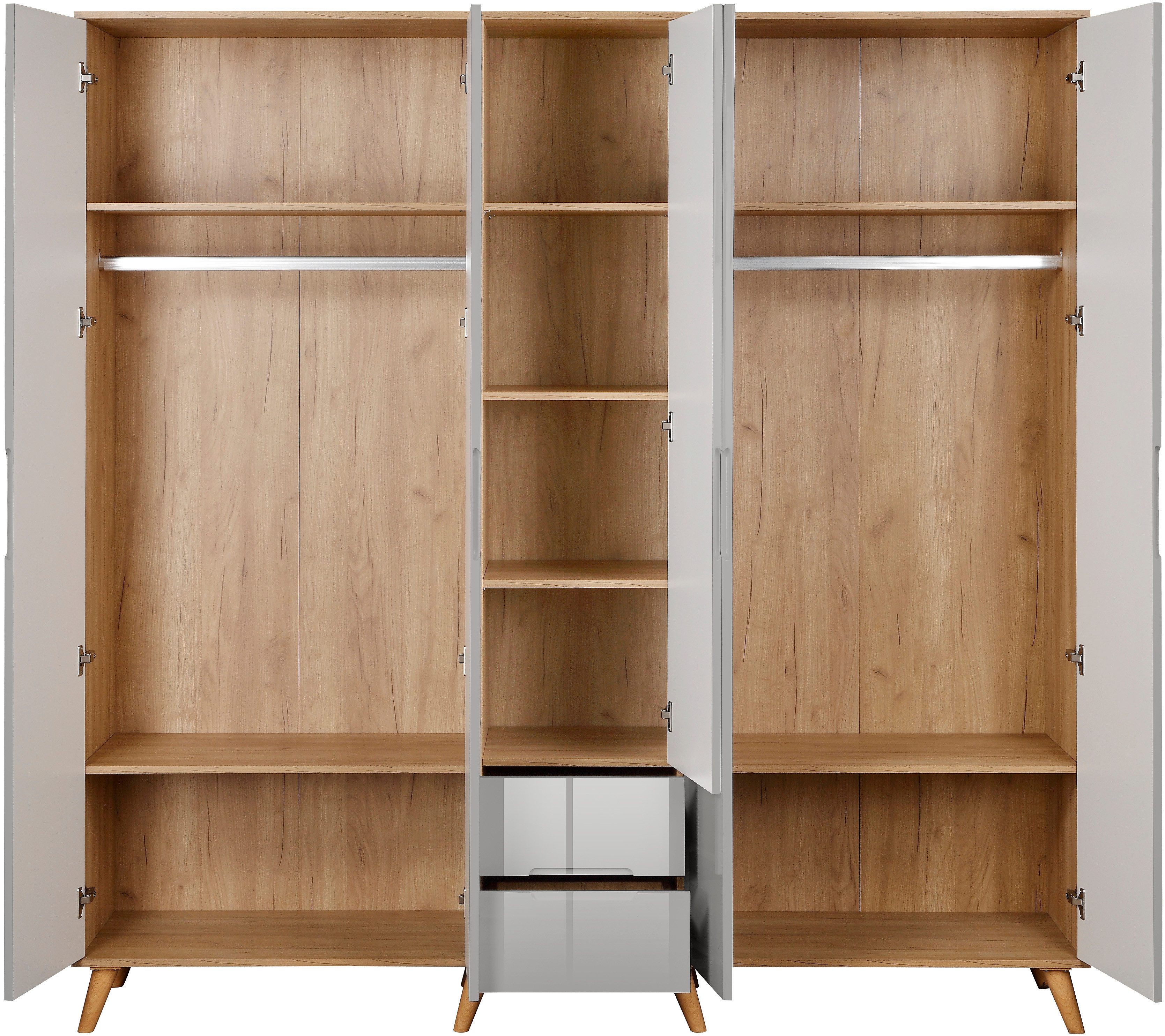 andas Kledingkast Lund slaapkamerkast bestseller in Scandinavisch design Kledingkast met premium binneninrichting, breedte 200 cm hoogglans