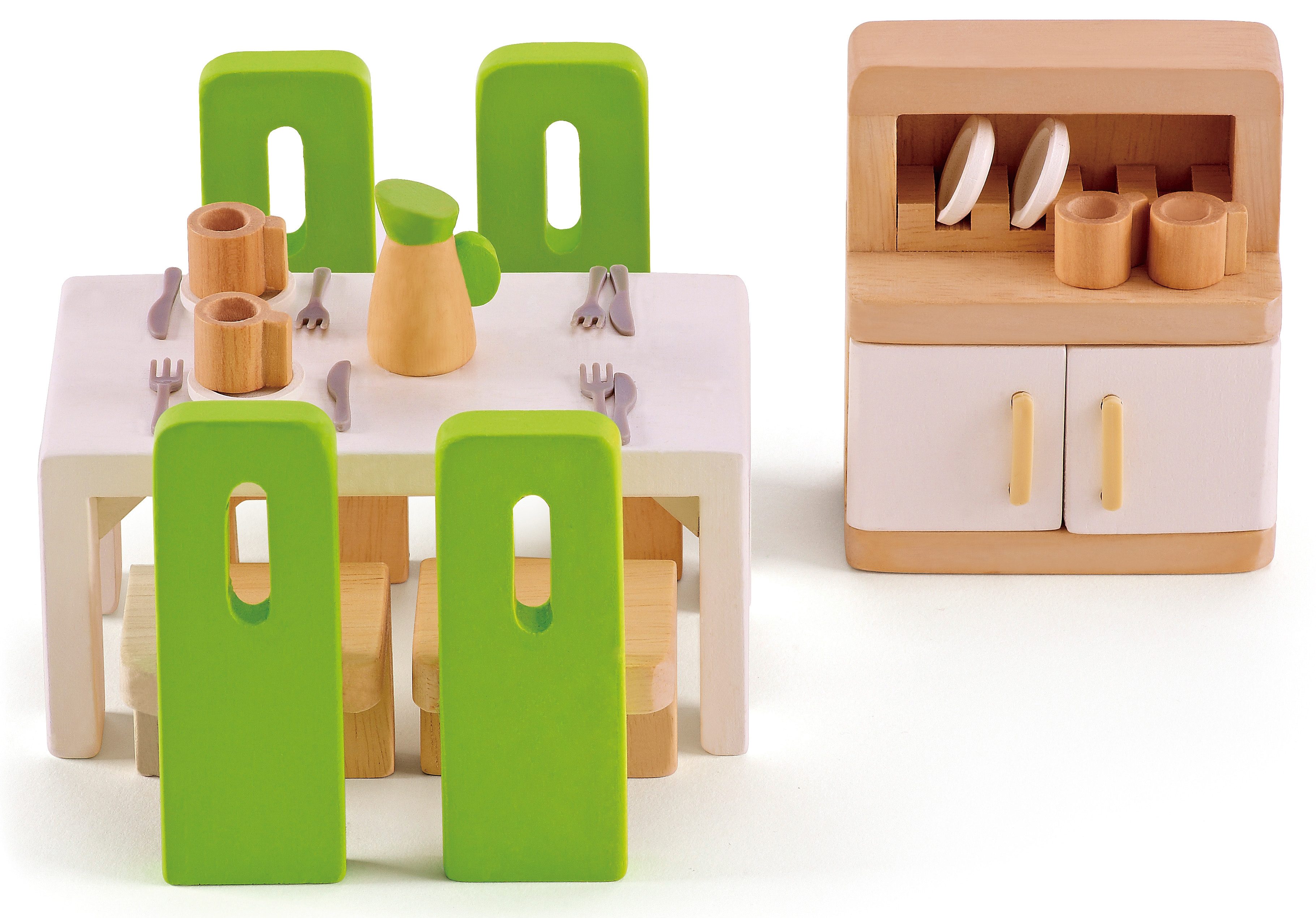 Hape Poppenhuismeubelen Eetkamer (set, 23-delig)