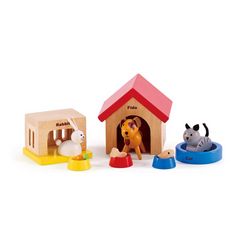 hape poppenhuismeubelen huisdieren van hout voor poppenhuis (set, 12-delig) multicolor