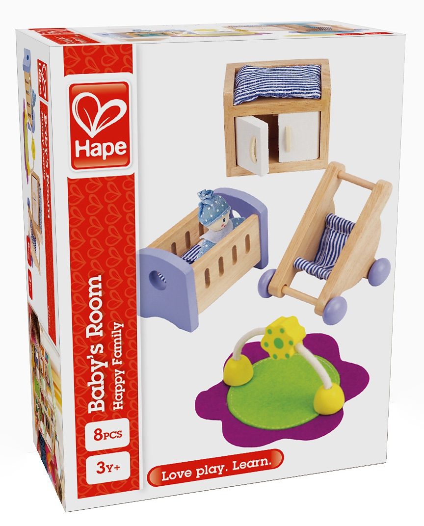 Hape Poppenhuismeubelen Babykamer (set, 8-delig)