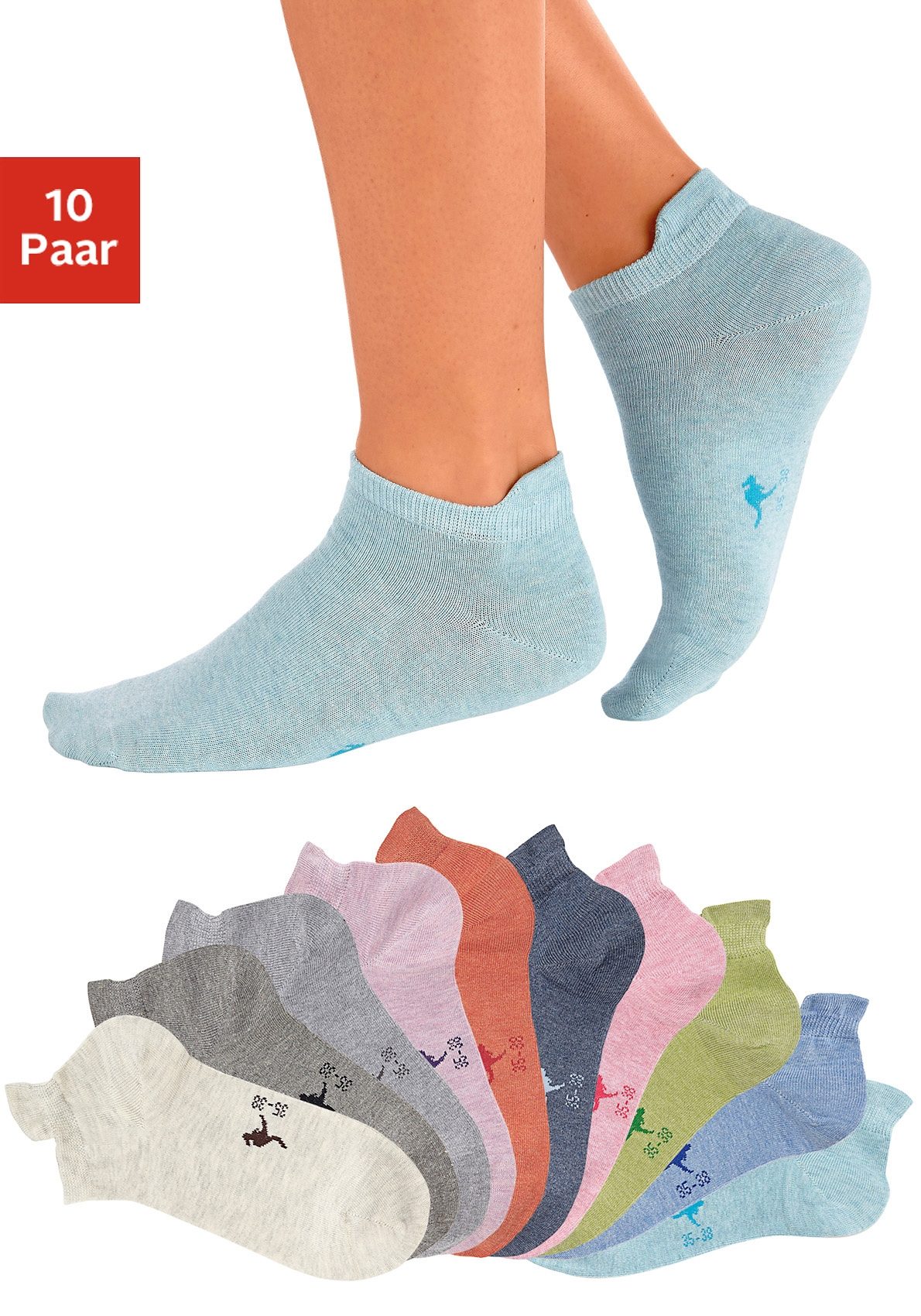 KangaROOS Sneakersokken met verlengd boord aan de achterkant (set, 10 paar)