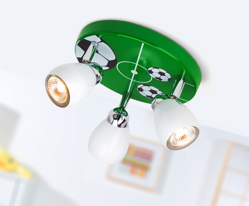 Brilliant Leuchten LED plafondspot Soccer Spotjesplaat wit/groen/zwart/wit, 3 x GU10 max. 3W, 11 cm hoogte (1 stuk)