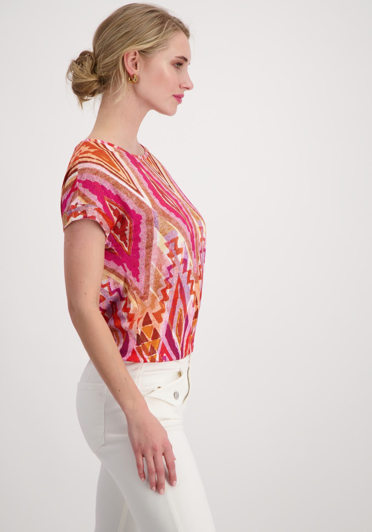Monari Shirt met ronde hals met ikat-patroon