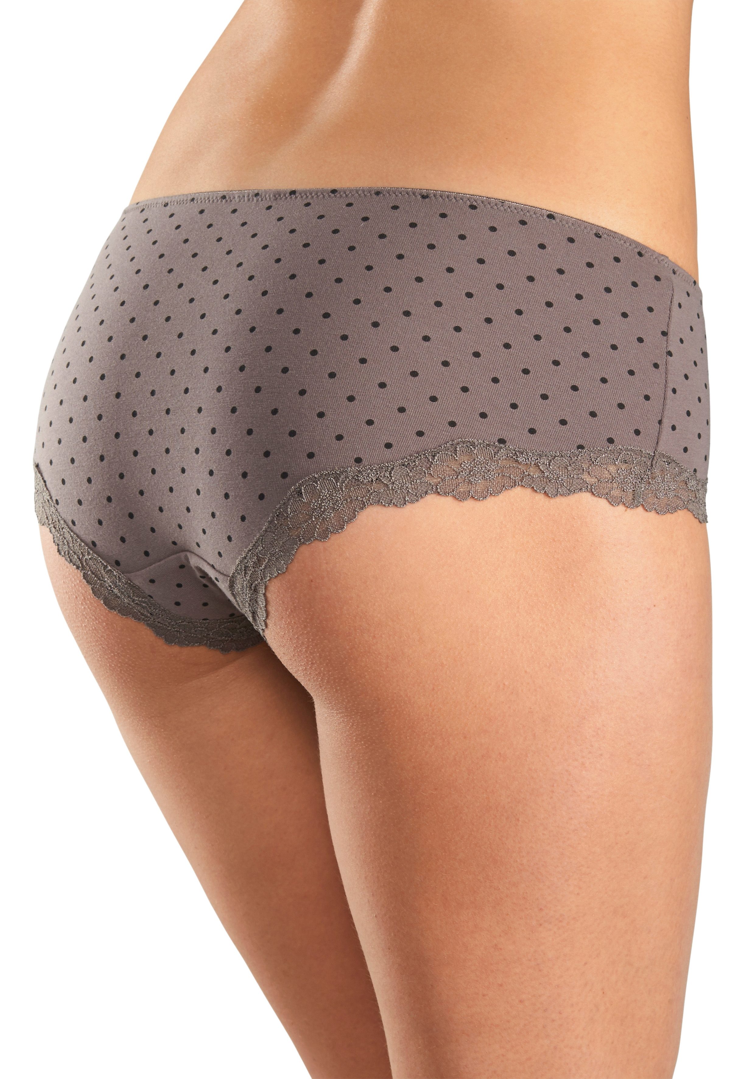 Lascana Hipster van elastische katoen met delicate kant (3 stuks)