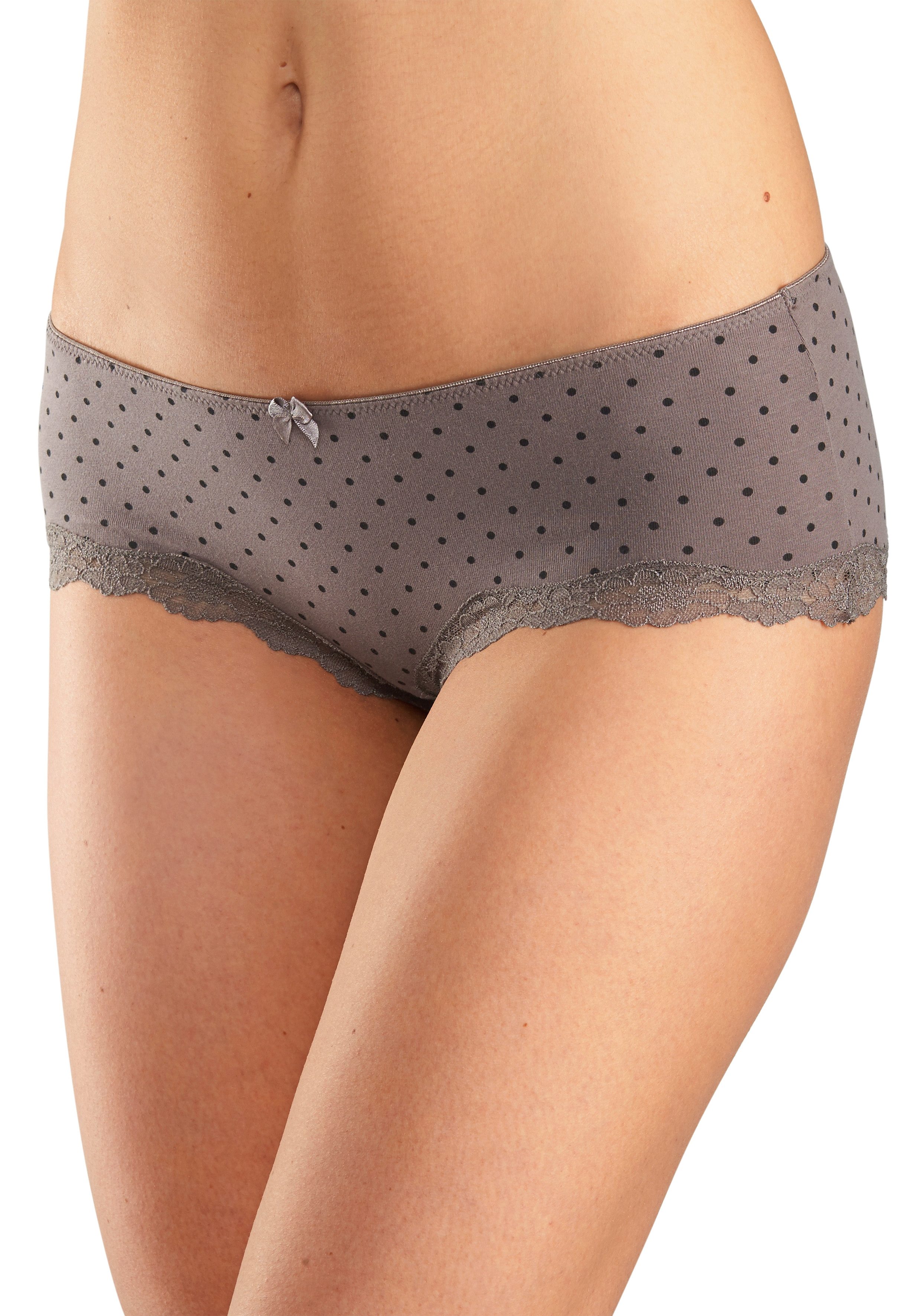 Lascana Hipster van elastische katoen met delicate kant (3 stuks)