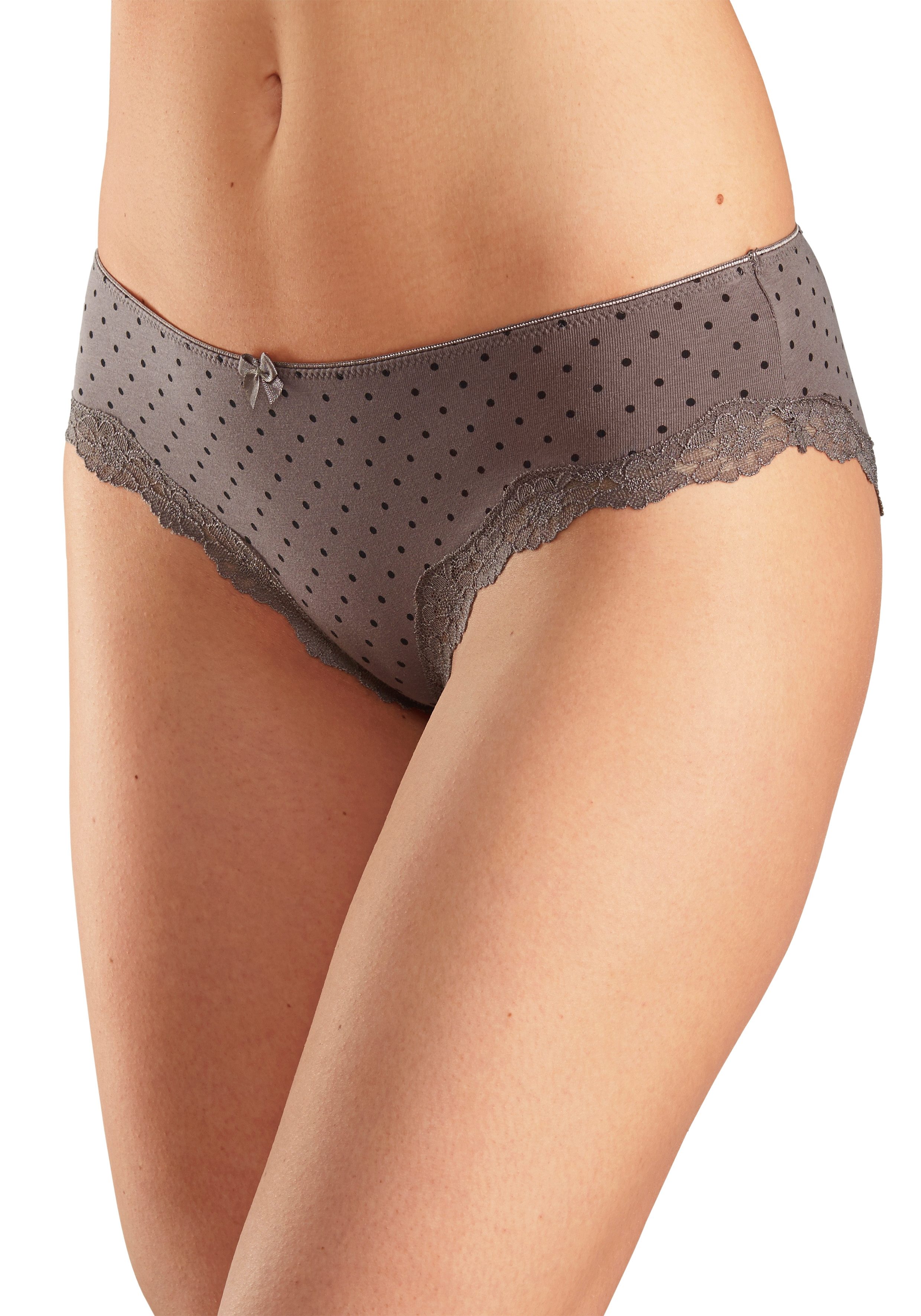 Lascana Slip van elastische katoen met delicate kant (3 stuks)