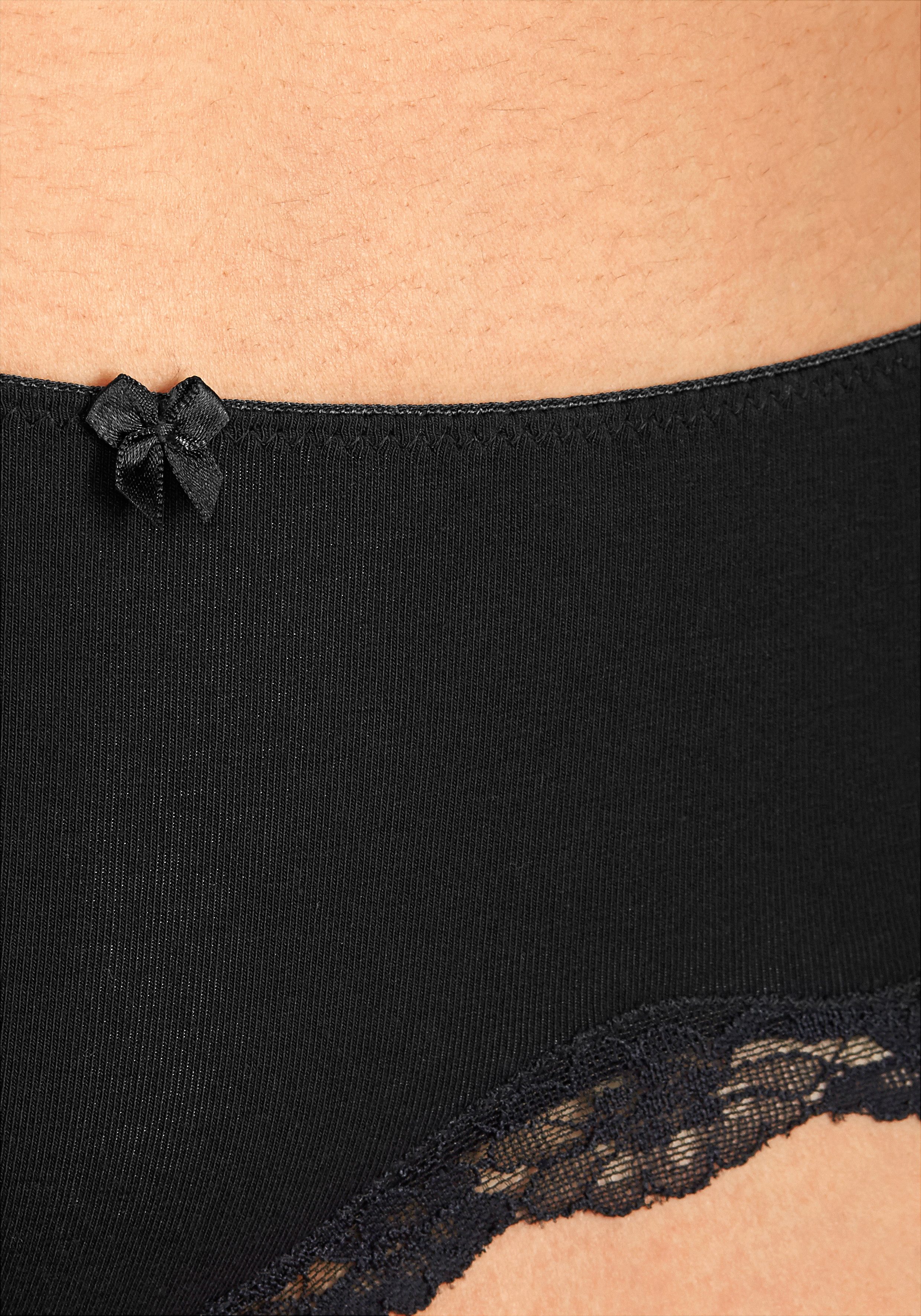 Lascana Hipster van elastische katoen met delicate kant (3 stuks)