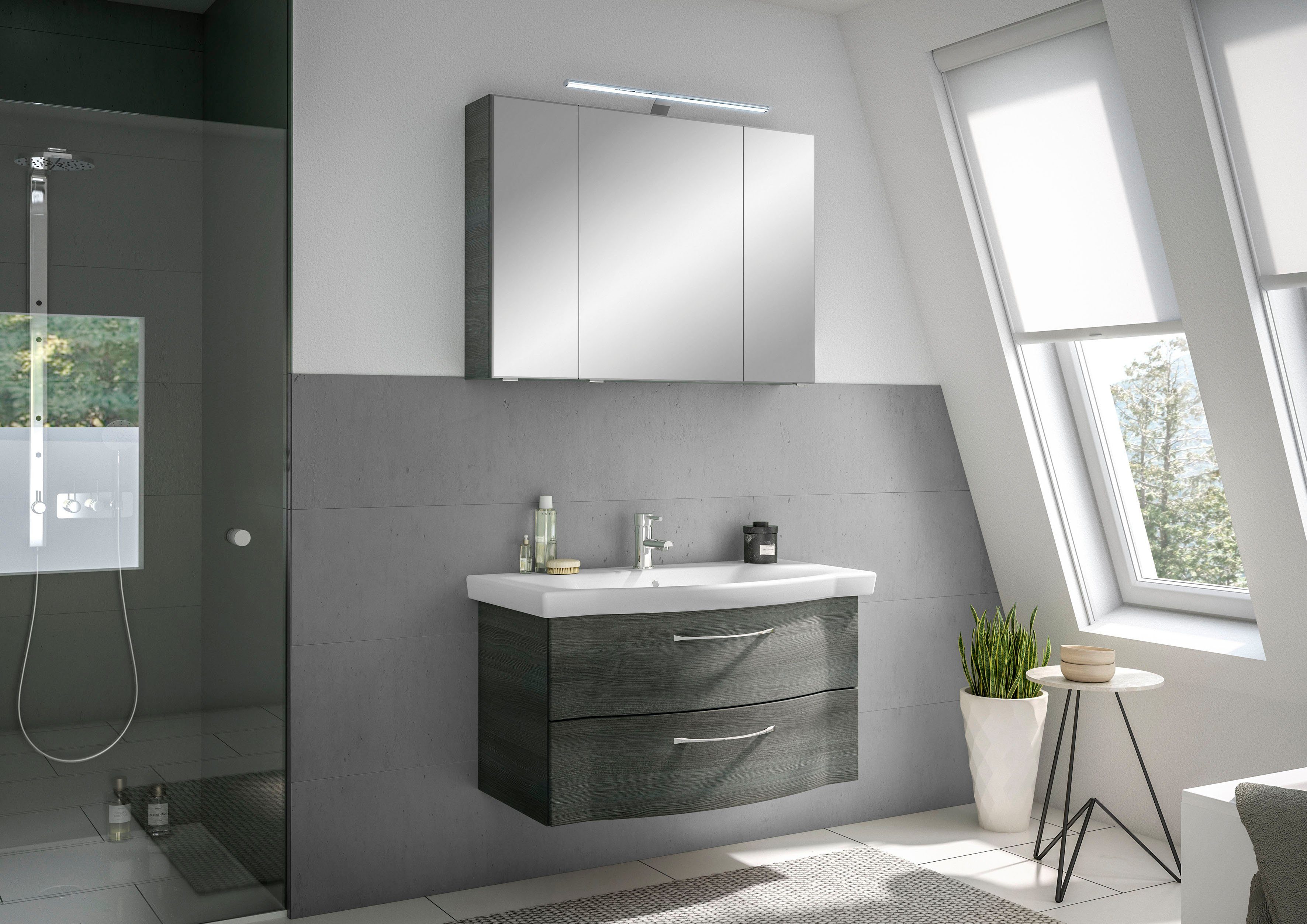 Saphir Spiegelkast 6005 Sprint badkamermeubel, 3 spiegeldeuren, 6 legplanken, 98 cm breed