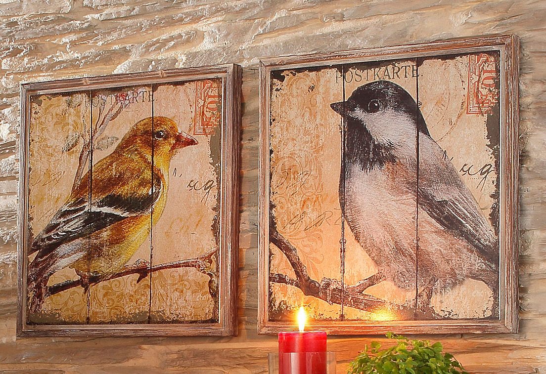 HOFMANN LIVING AND MORE Wanddecoratie Vogel Dierenmotief (set, 2 stuks) (set)