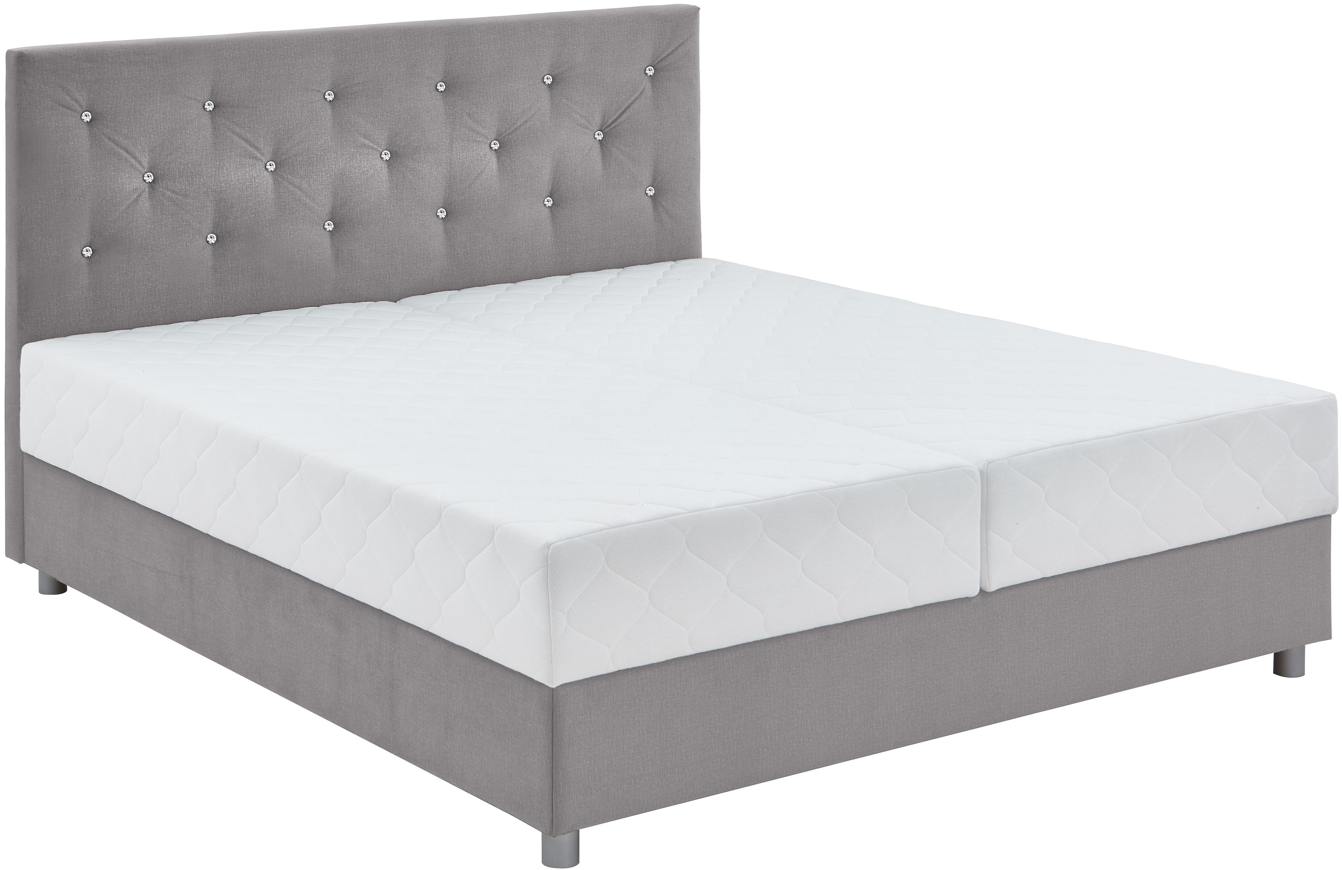 ATLANTIC home collection Boxspring CELIA in hoogwaardige fluweellook met pocketveringsmatras, bedkist en strassteentjes