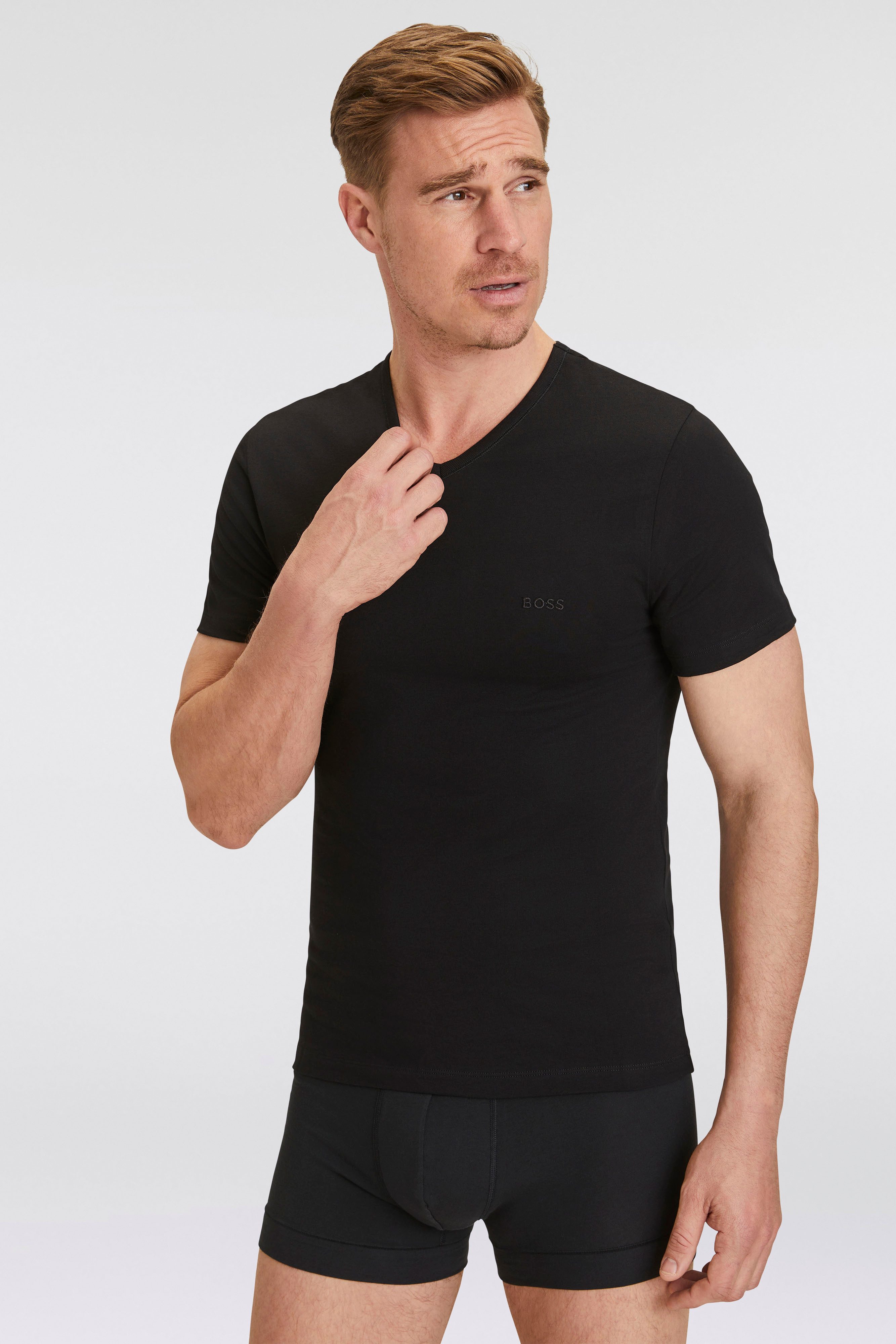 BOSS Shirt met V-hals T-shirt VN 3P Co (set) heren v-hals maat L zwart