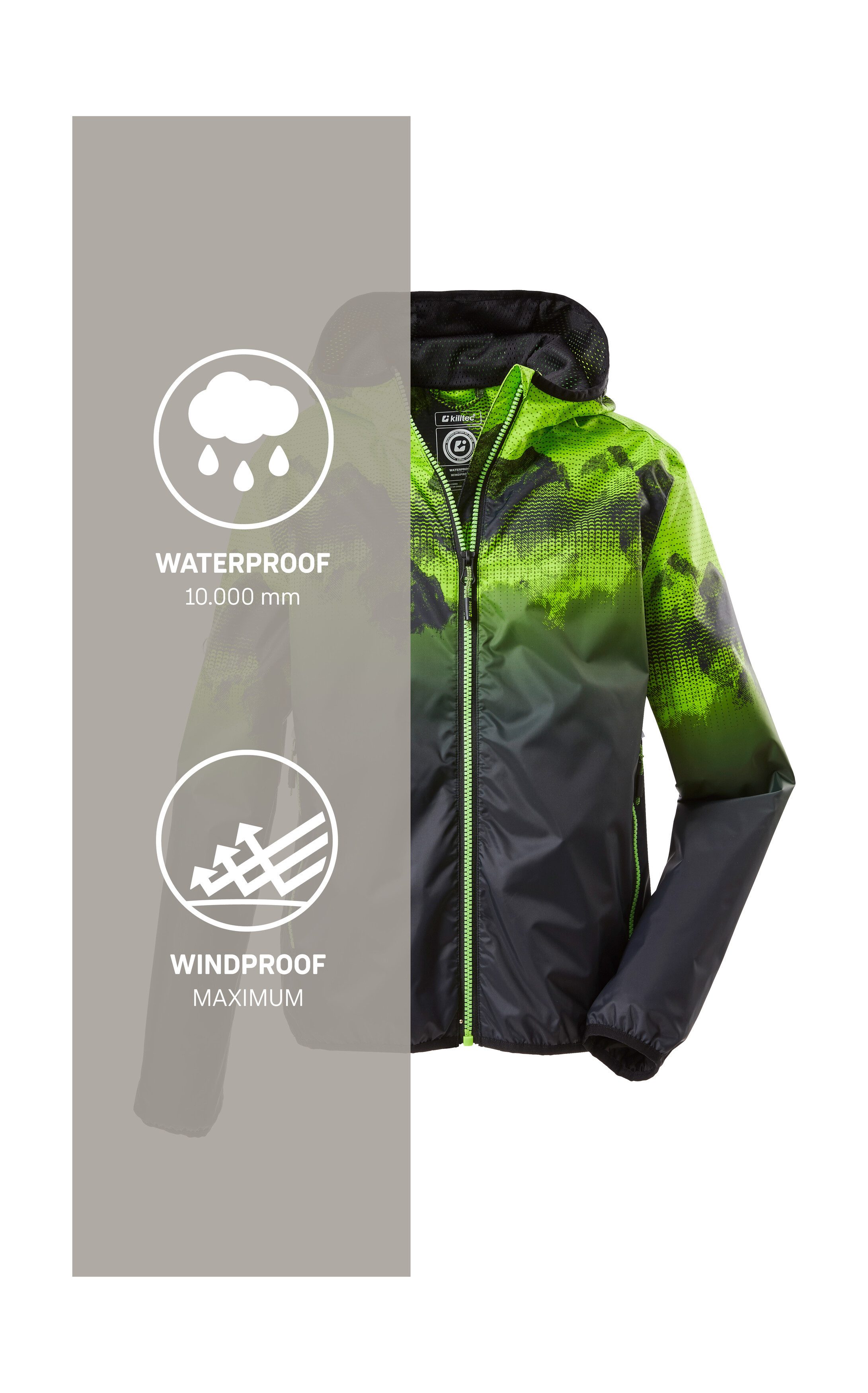 Killtec Outdoorjack Lyse BYS JCKT B Lichte, waterdichte kinderjas, klein opvouwbaar, cool patroon