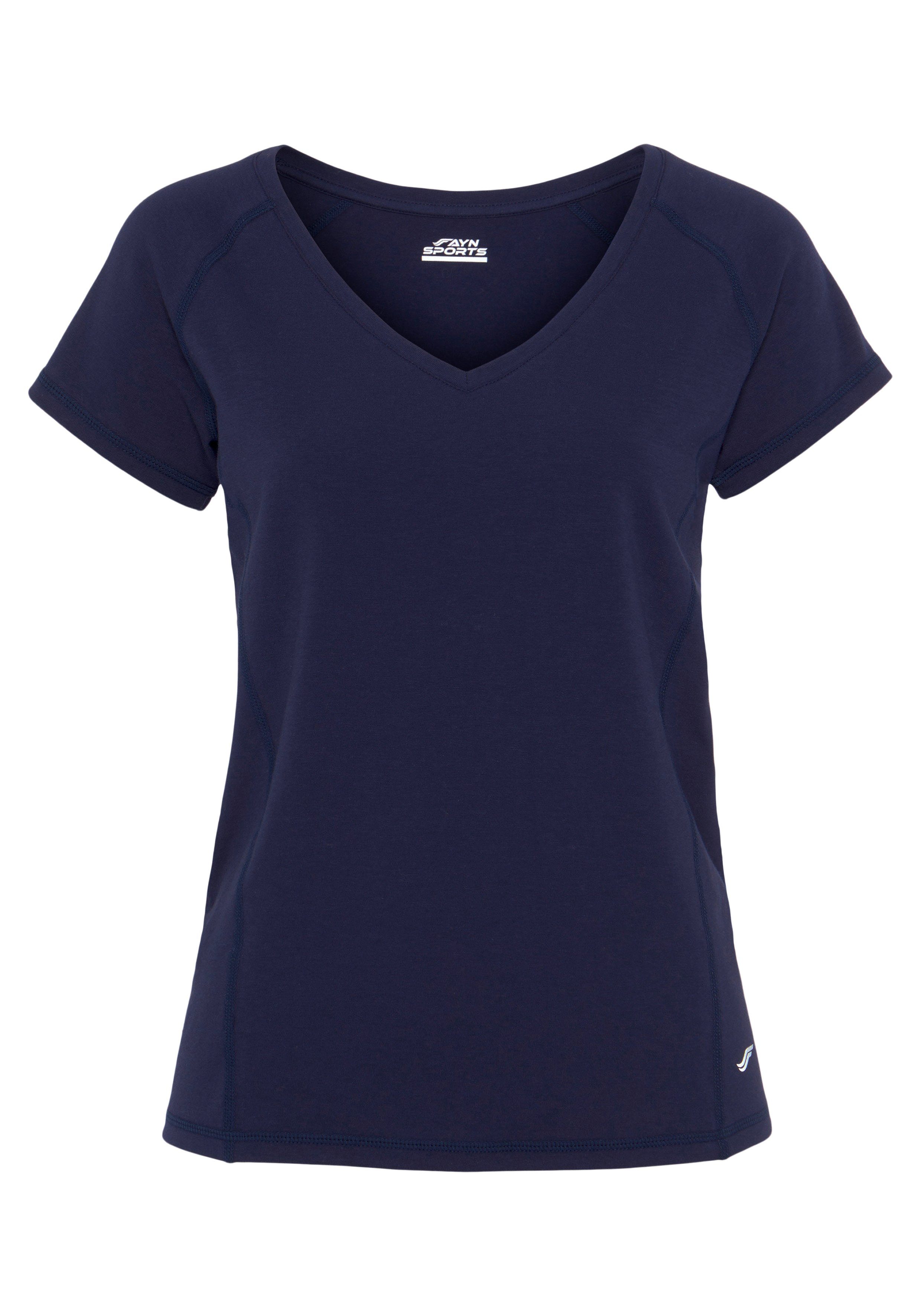 FAYN SPORTS Functioneel shirt Double Pack Essential Korte mouw, losse pasvorm, effen kleur, V-hals (2-delig, Set van 2)