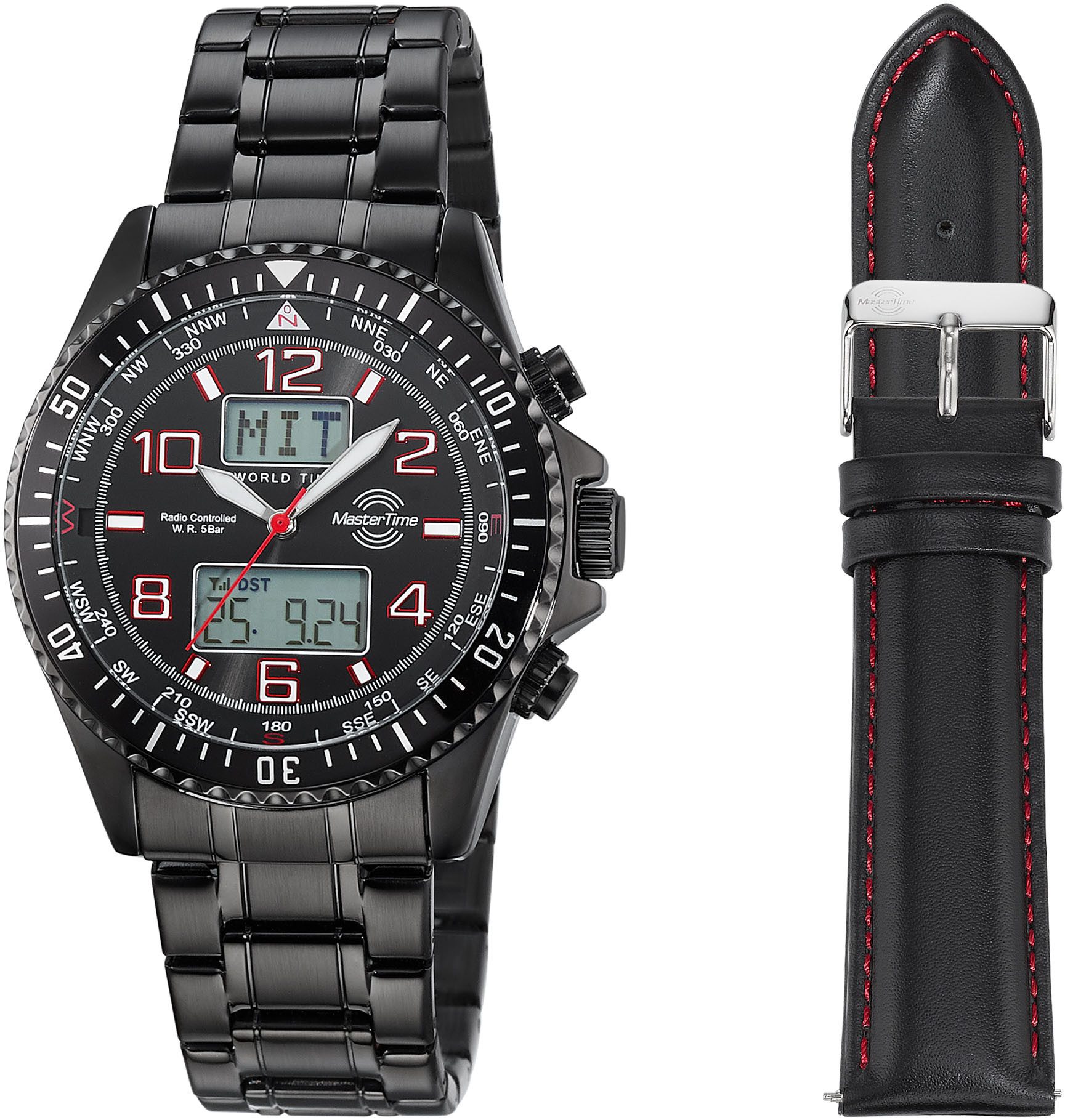 MASTER TIME Radiografische chronograaf Super Power Quartzhorloge, horloge, herrenuur, ook ideaal als cadeau (set, 2-delig, Met wisselband) heren