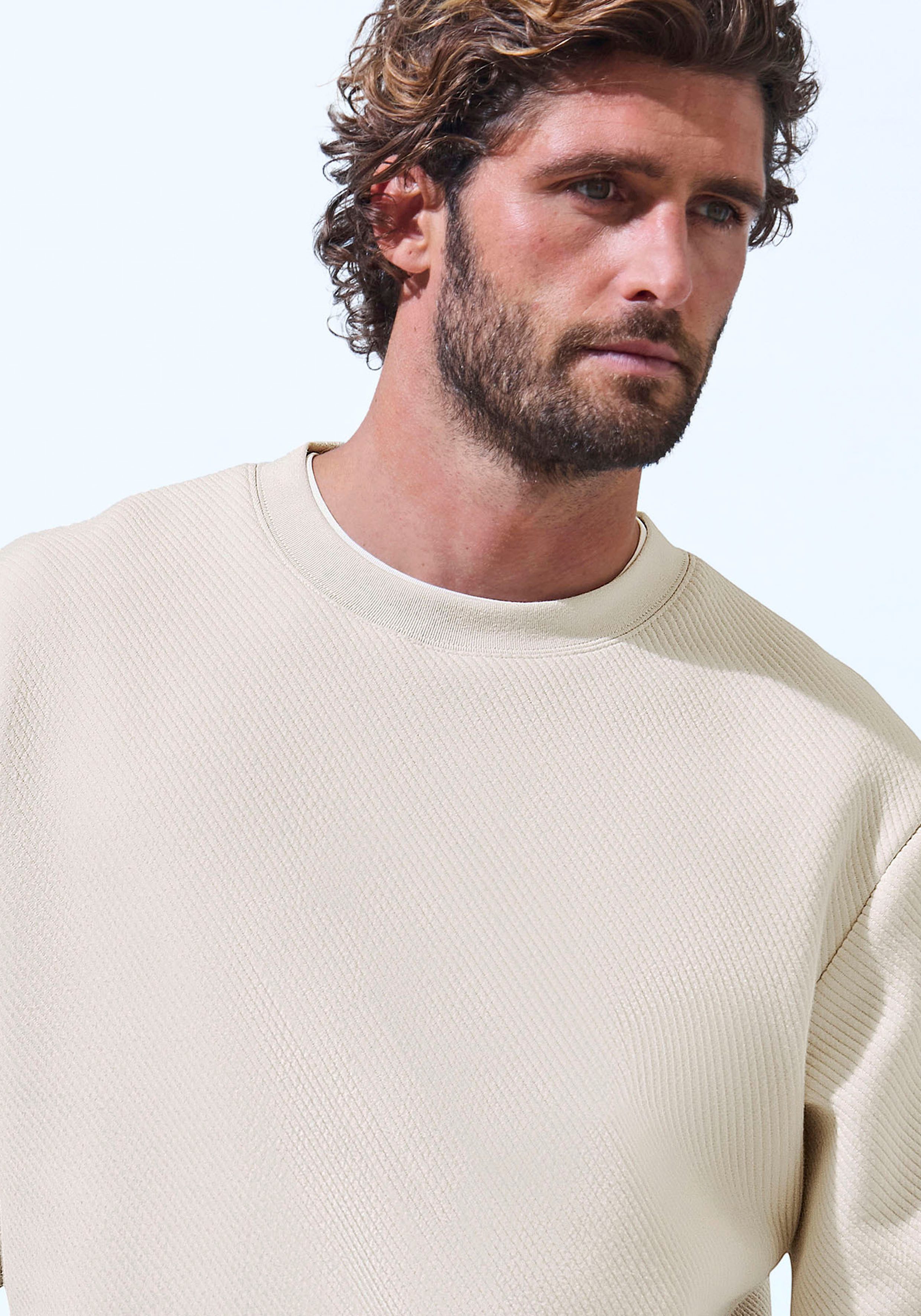 John Devin Sweatshirt Lange mouwen, sweatshirt met structuur, ronde hals, katoenmix