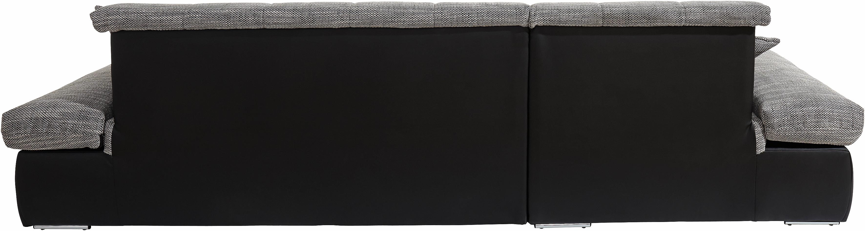 DOMO collection Hoekbank Moric, L-vorm, XXL-bank - Breedte 300cm keuze met bedfunctie en armleuningverstelling, donkergroen