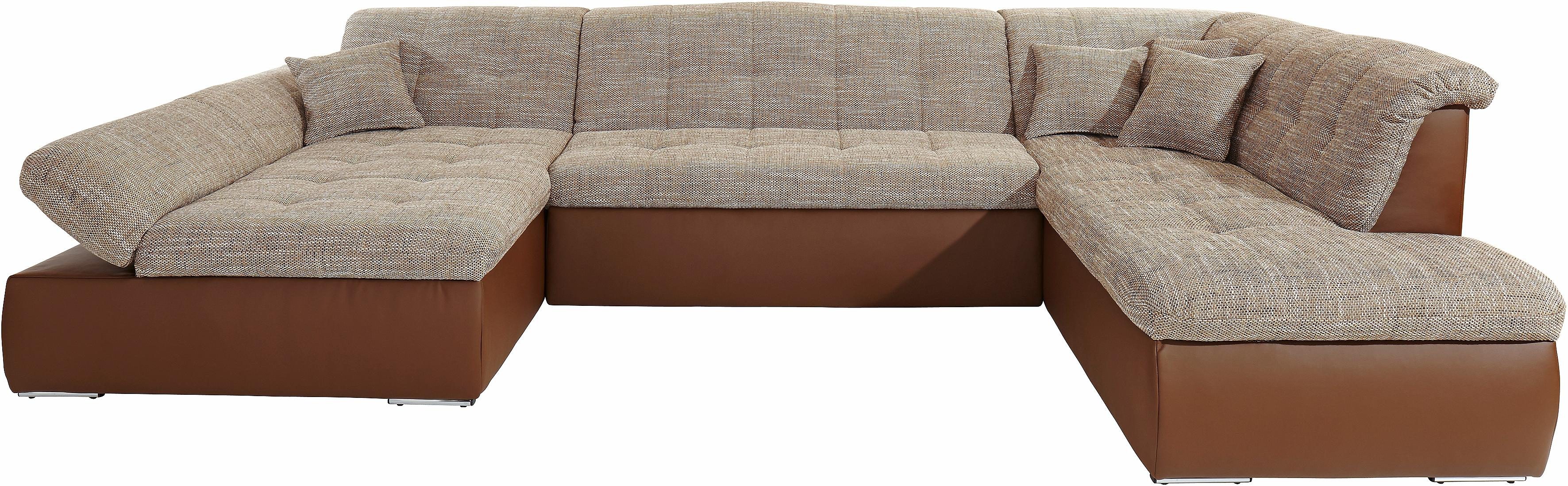 DOMO collection Zithoek Moric U-vorm ook in cord in xxl-formaat, naar keuze met slaapfunctie en verstelbare armleuning