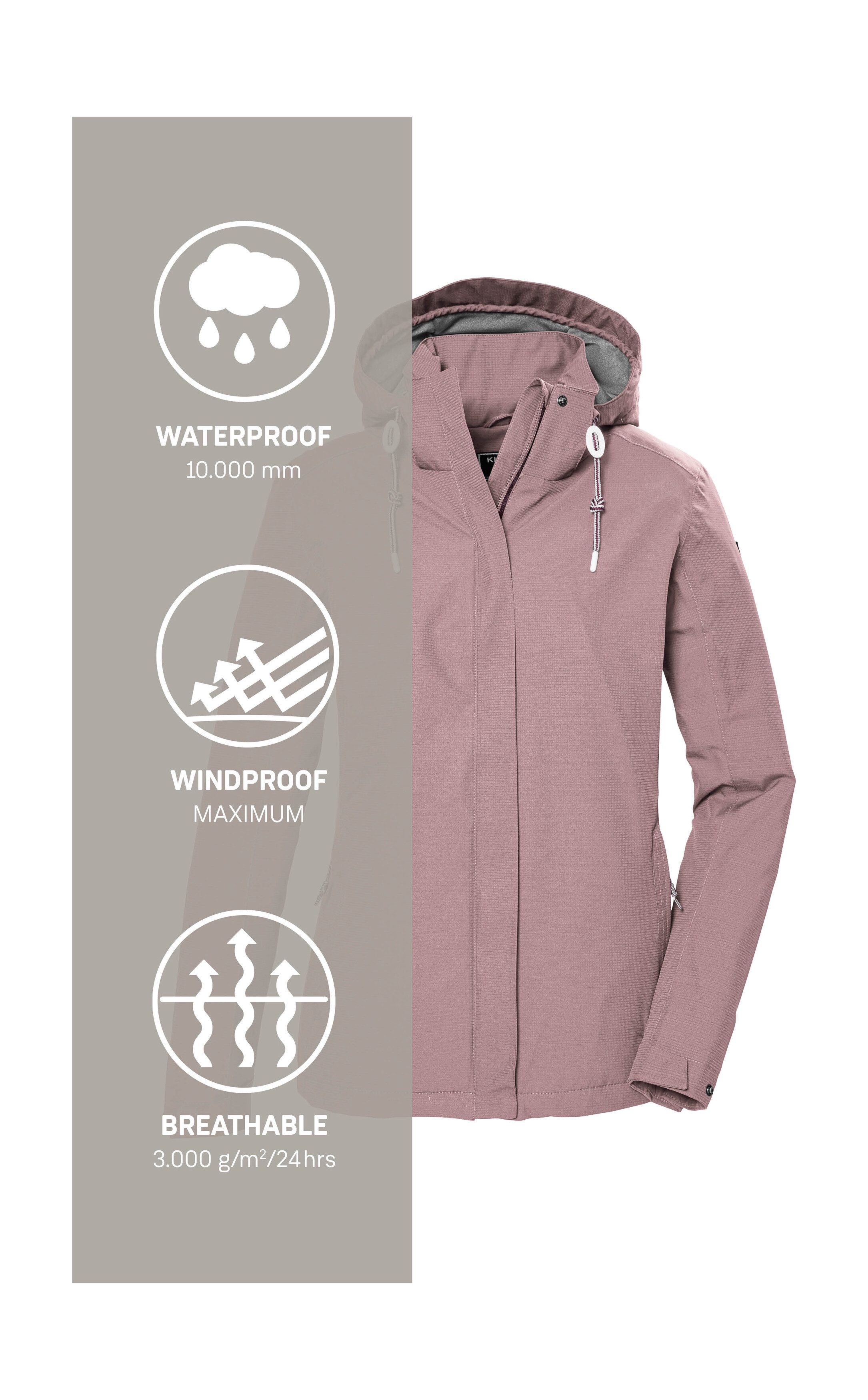Killtec Outdoorjack KOS 61 WMN JCKT Waterdicht, ademend, afneembare capuchon, duurzame productie